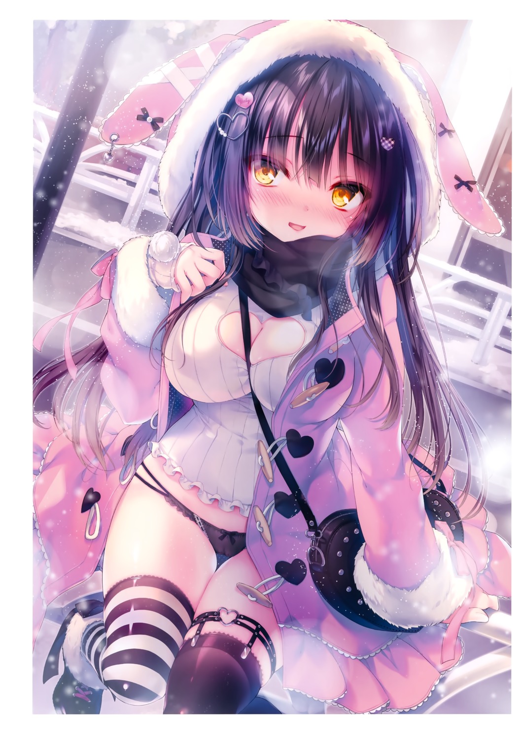 animal_ears bunny_ears cameltoe cleavage garter pantsu rubi-sama stockings thighhighs undressing