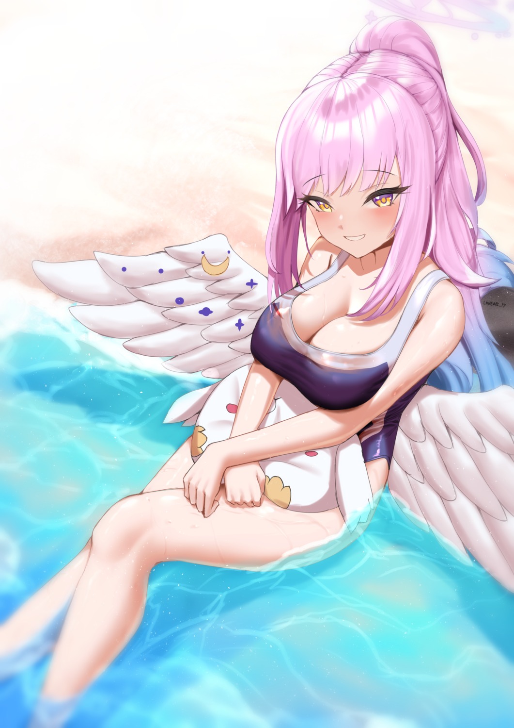 angel blue_archive linear_71 misono_mika see_through swimsuits wet wings