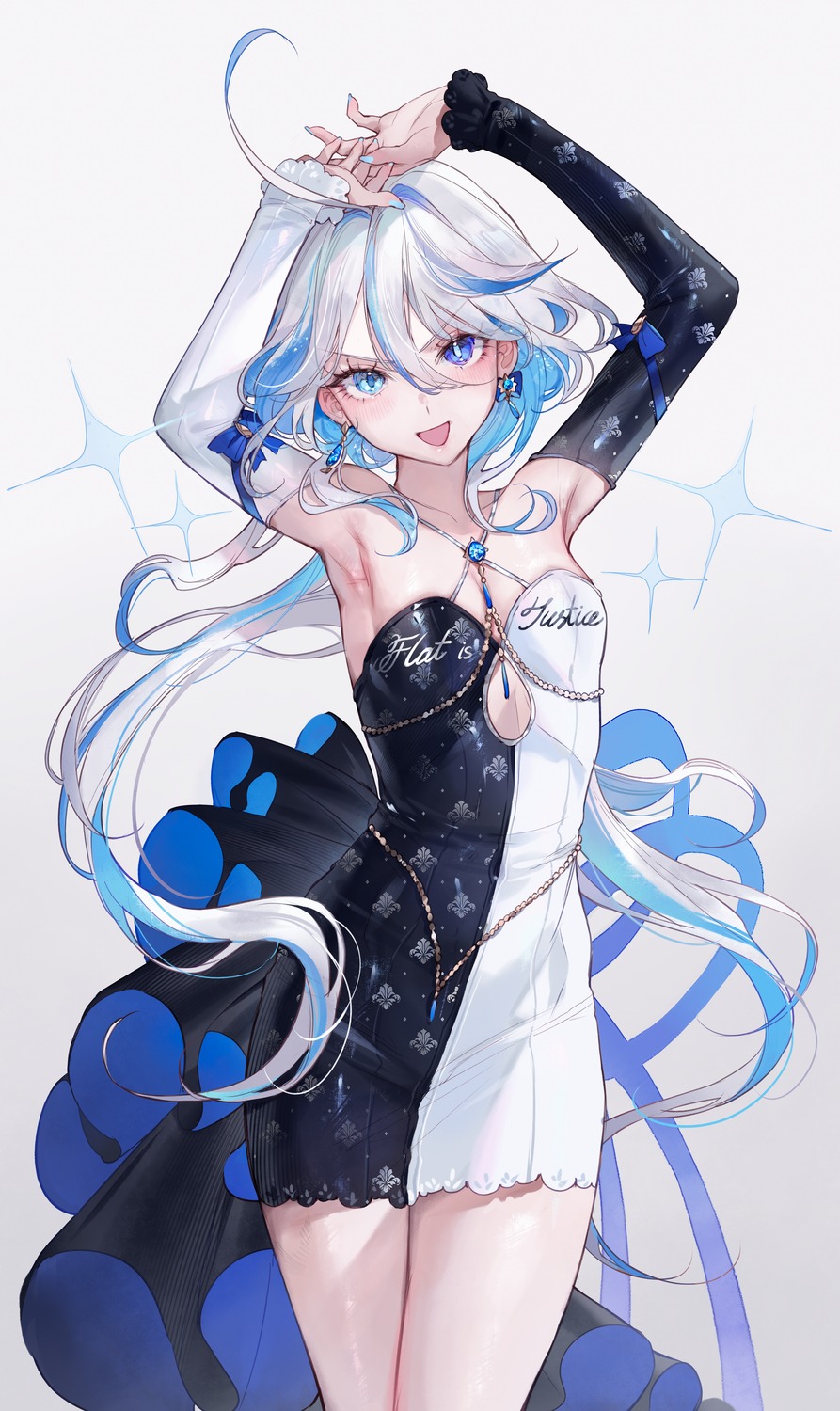 dress furina genshin_impact heterochromia no_bra qiandaiyiyu