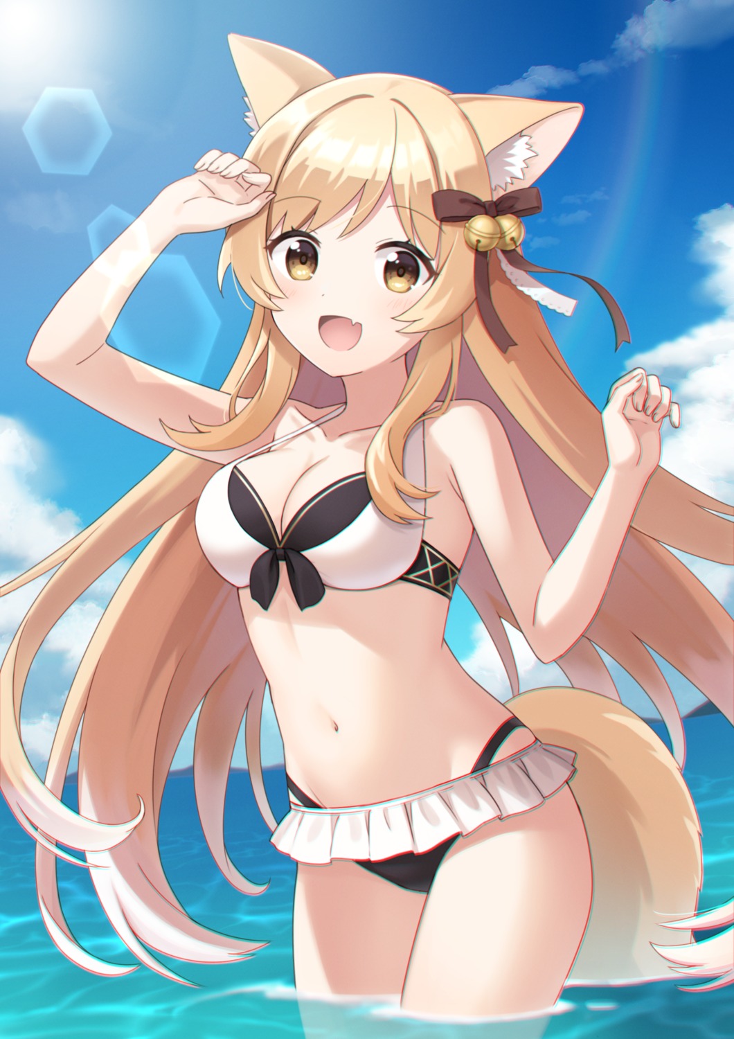 animal_ears cleavage kitsune saka_nanato tail wet