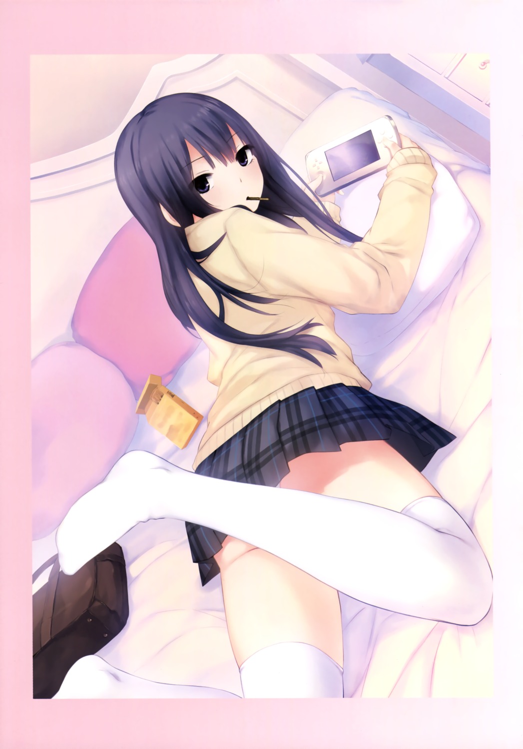 coffee-kizoku royal_mountain seifuku shiramine_rika sweater thighhighs