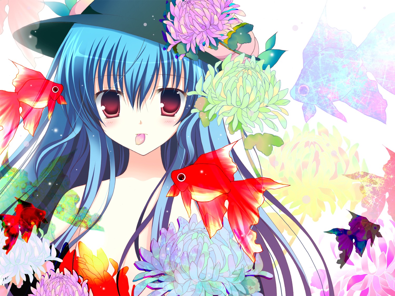 hinanawi_tenshi naked shirogane_hina touhou wallpaper