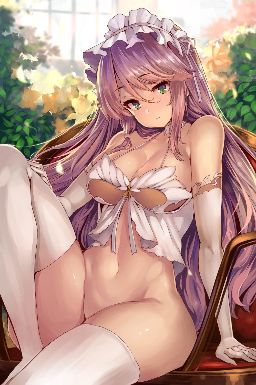 bottomless bra cleavage flare_earlgrande_gioral kaifuku_jutsushi_no_yarinaoshi_sokushi_mahou_to_skill_copy_no_chouetsu_heal lingerie shiokonbu thighhighs