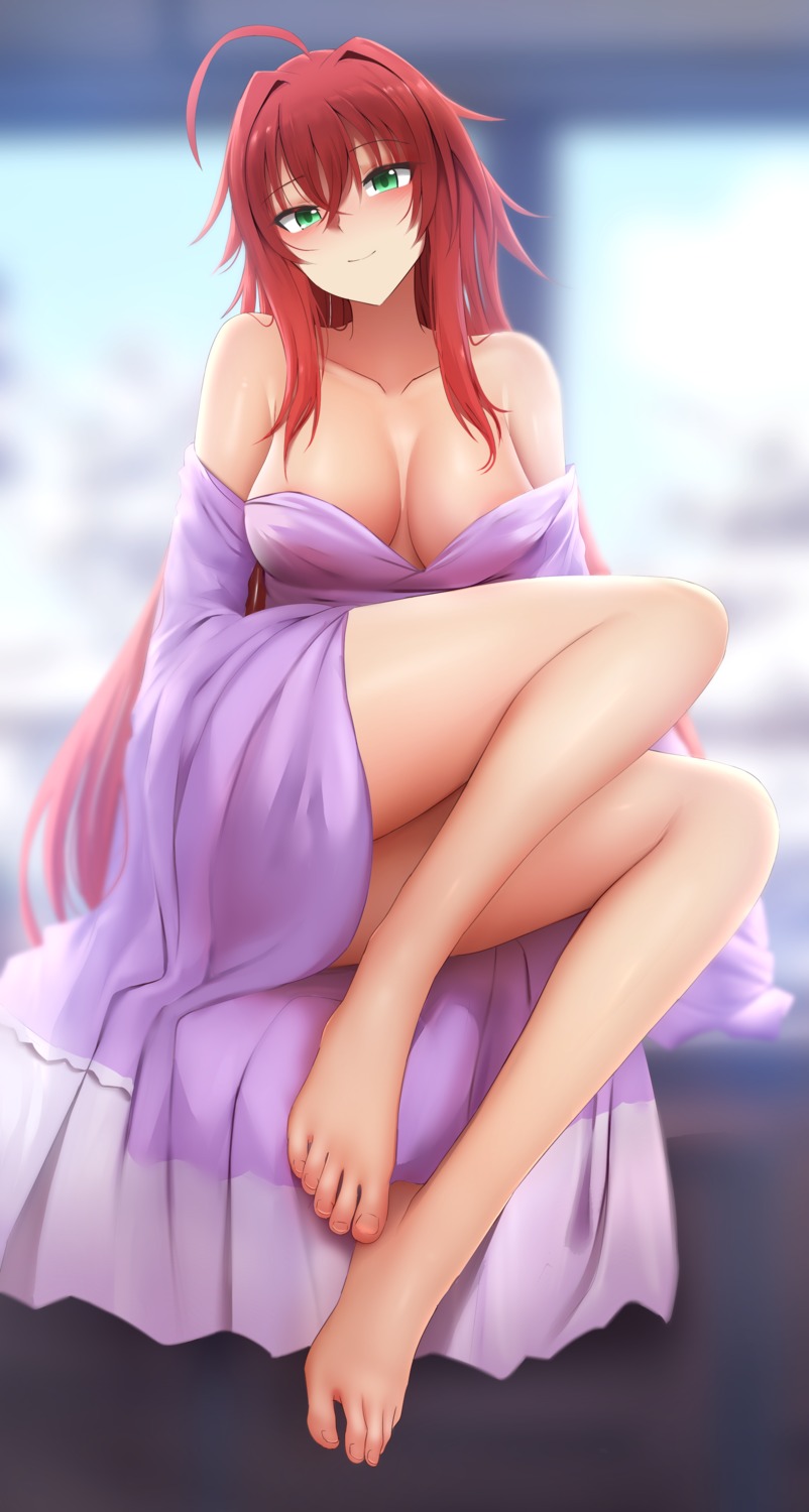 areola feet ginhaha highschool_dxd no_bra open_shirt rias_gremory skirt_lift