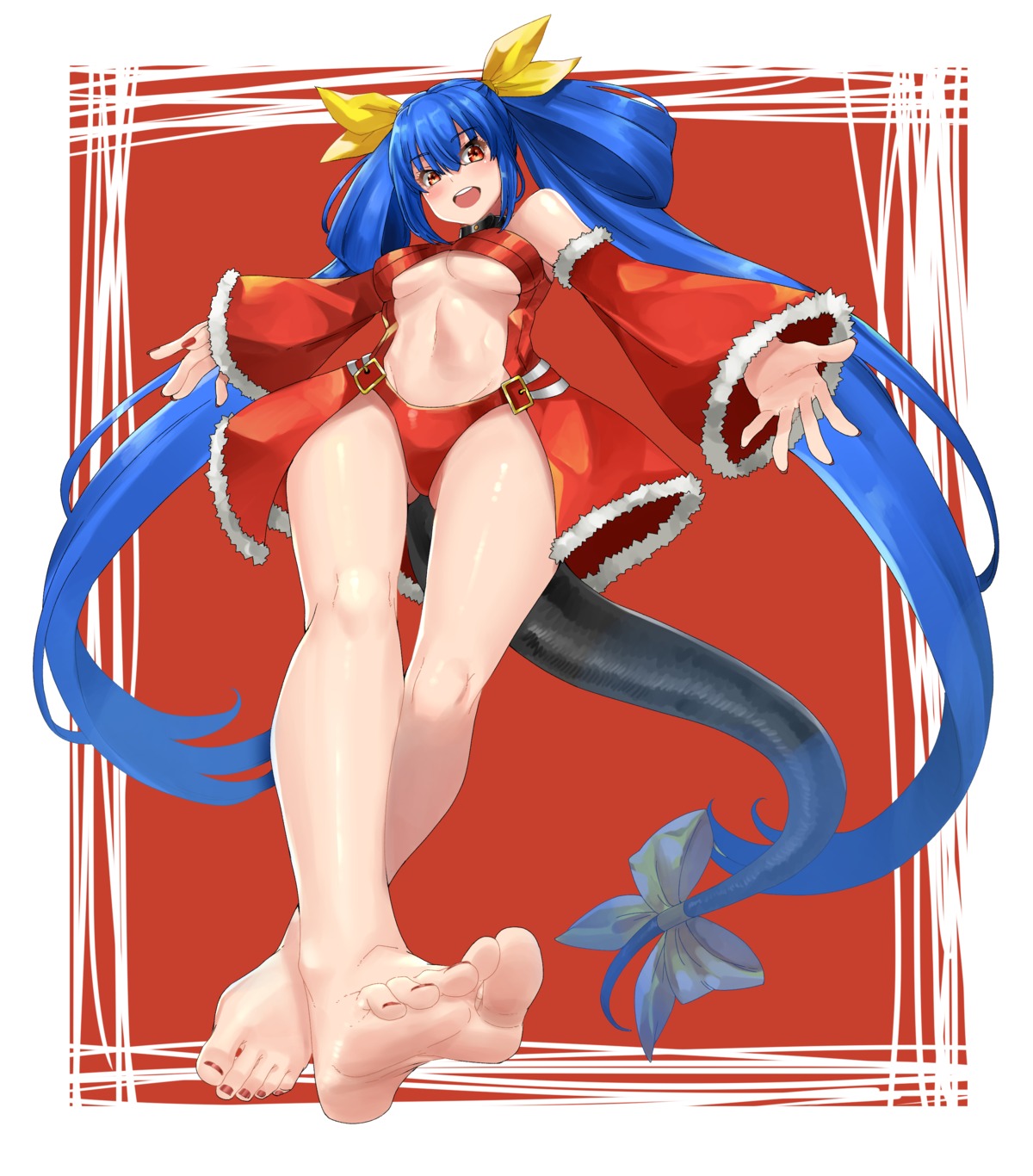 christmas dizzy eiji_(eiji) feet guilty_gear no_bra pantsu tail wings