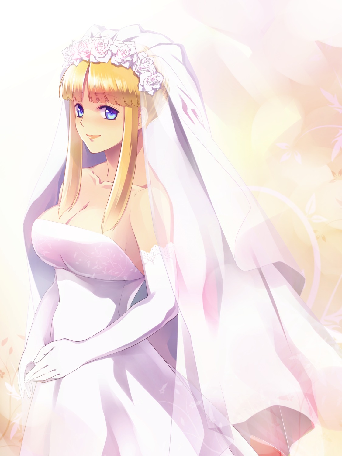 cleavage dress kanikame metal_saga no_bra wedding_dress