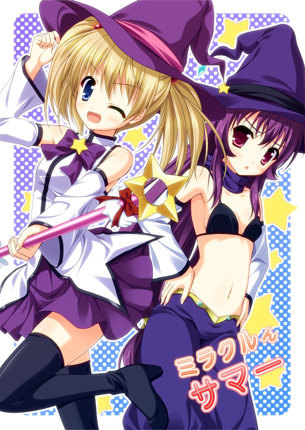 bikini_top endori sugiura_ayano swimsuits thighhighs toshinou_kyouko witch yuru_yuri