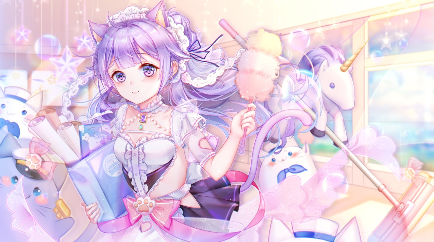 animal_ears azur_lane cleavage irisrey maid nekomimi see_through tail unicorn_(azur_lane)