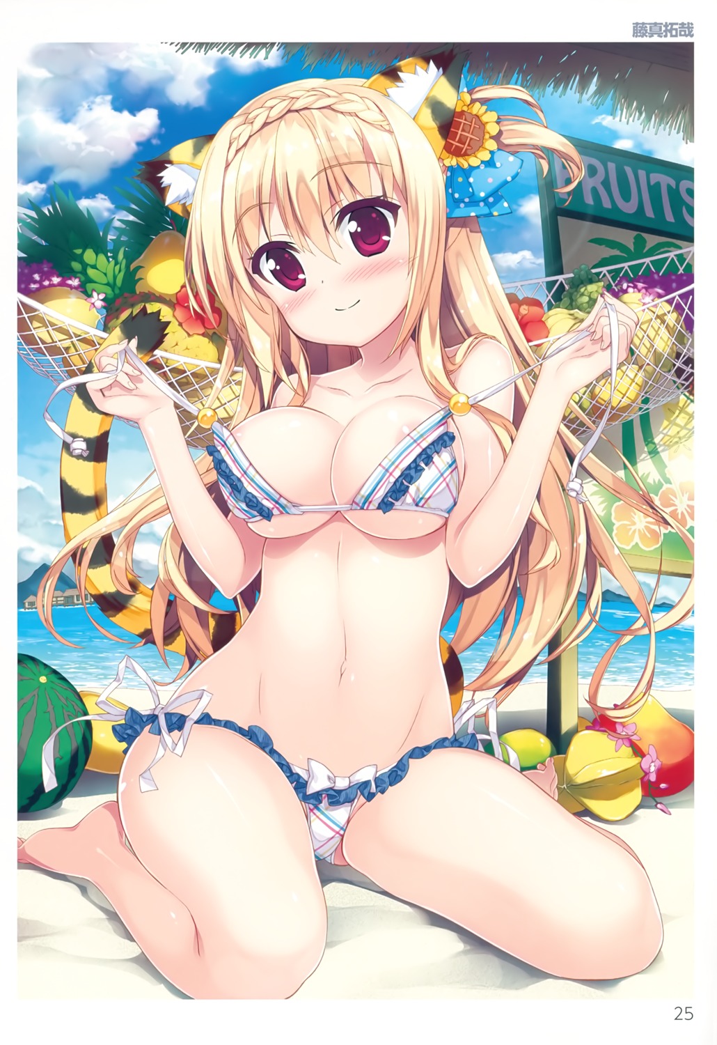 animal_ears areola bikini cleavage fujima_takuya swimsuits tail toranoana underboob undressing