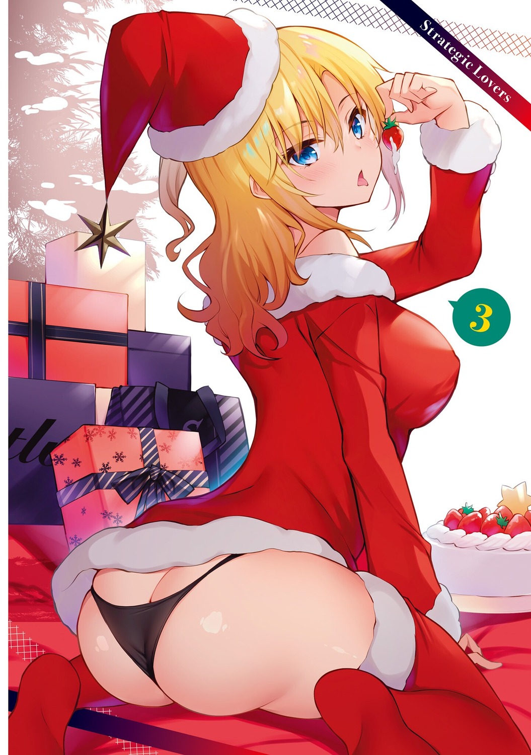 ass christmas dress ikaruga_nagisa pantsu sansyoku_amido. skirt_lift strategic_lovers thighhighs thong