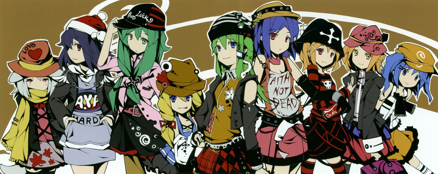 aki_minoriko aki_shizuha ideolo inubashiri_momiji kawashiro_nitori kochiya_sanae moriya_suwako scanning_dust shameimaru_aya touhou yasaka_kanako