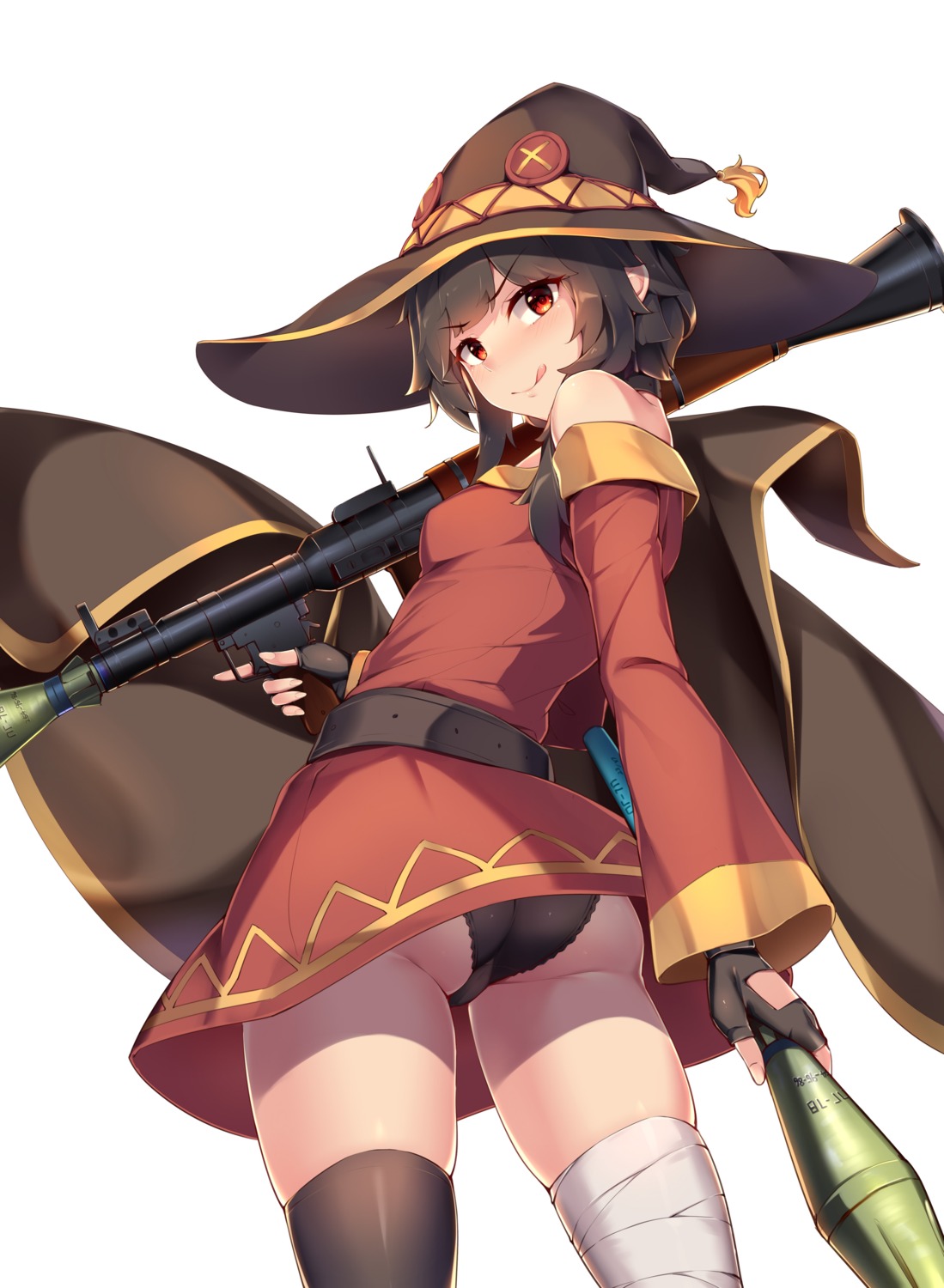 ass bandages cameltoe dress kono_subarashii_sekai_ni_shukufuku_wo! megumin pantsu sgt-jz thighhighs witch