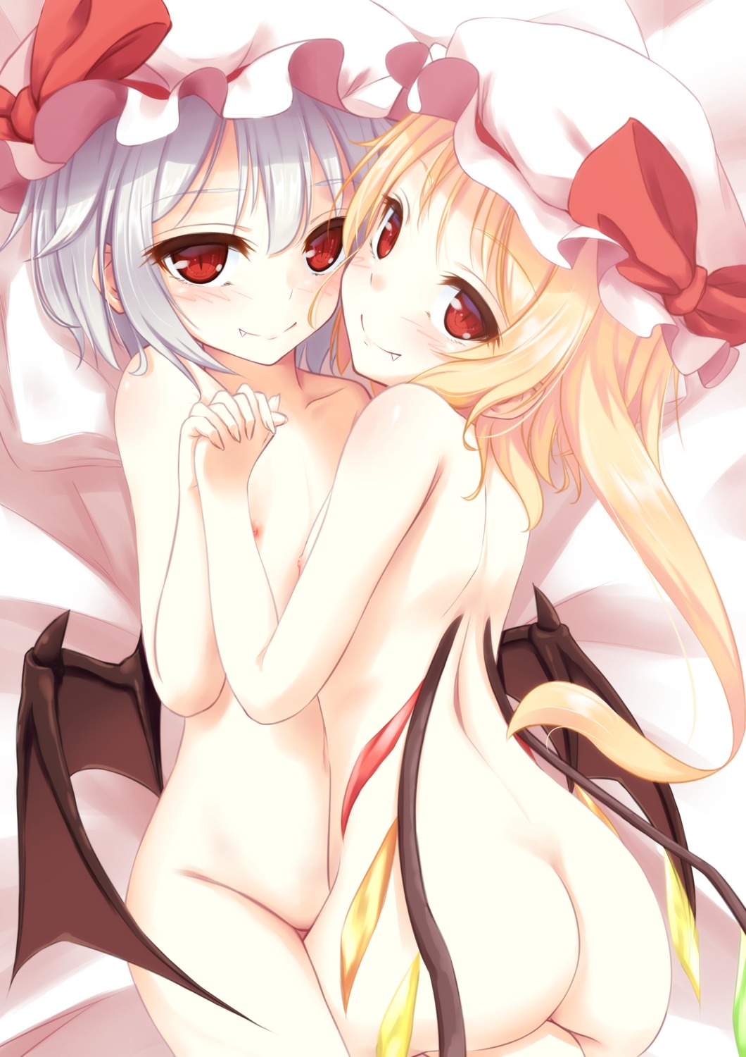 ass flandre_scarlet indica loli naked nipples remilia_scarlet touhou wings