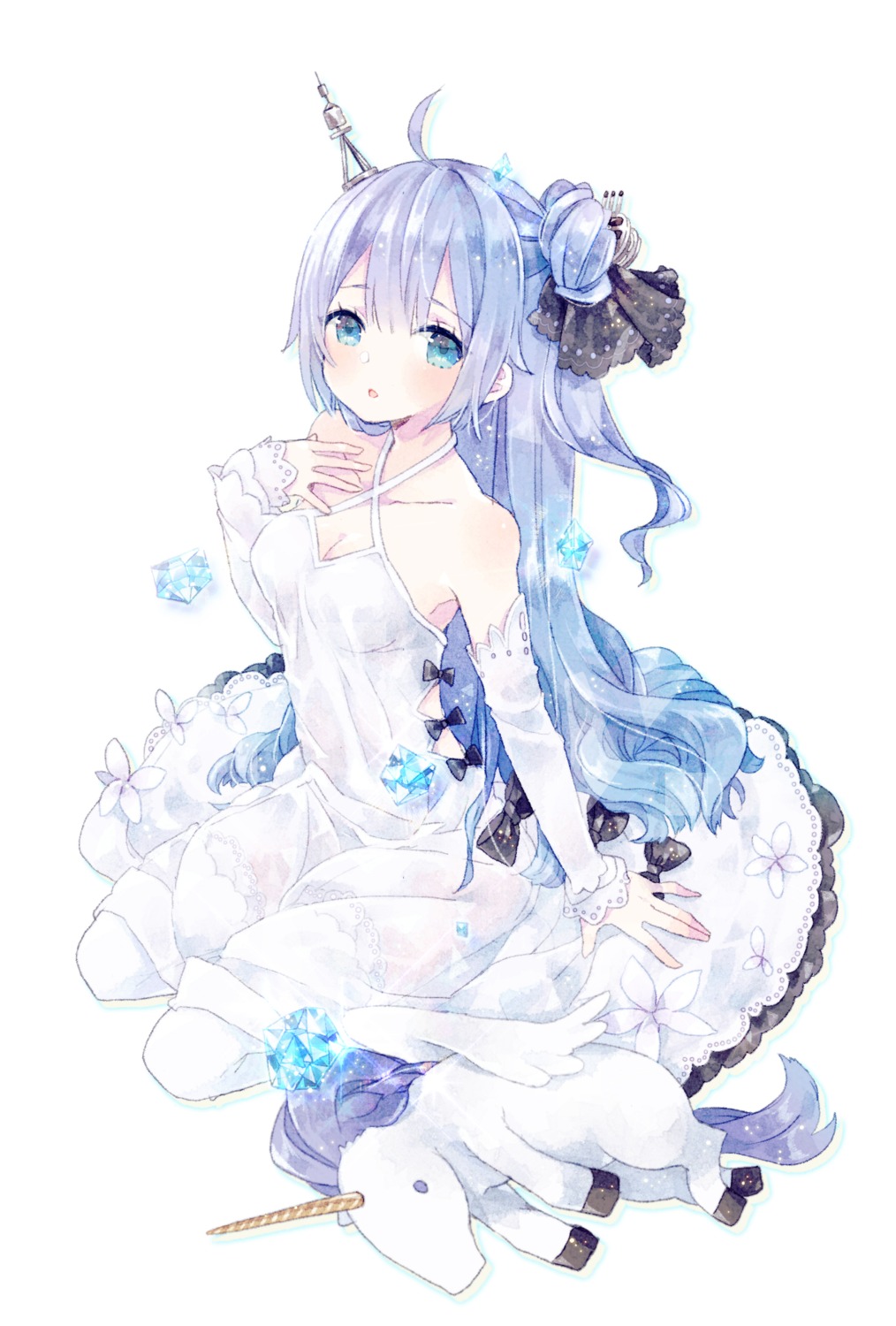 azur_lane cleavage dress kikka_(kicca_choco) see_through thighhighs unicorn_(azur_lane)