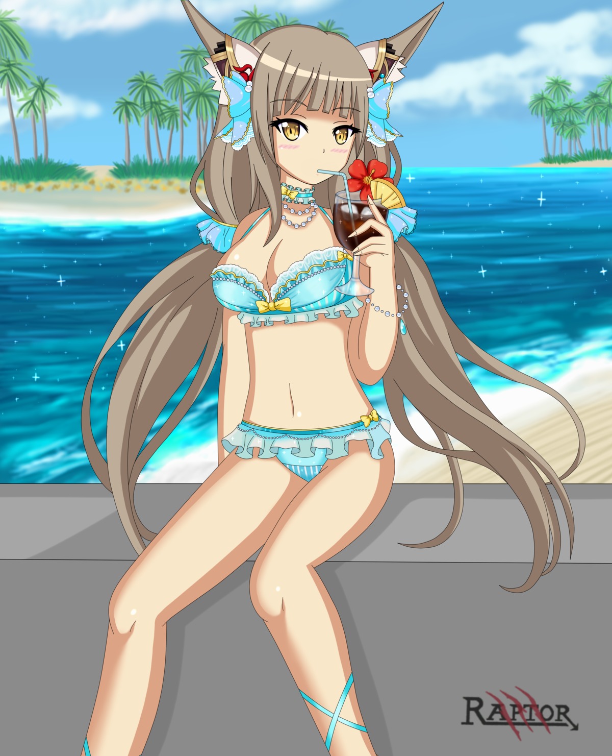 animal_ears bikini cleavage niyah niyah_(blade) swimsuits tagme xenoblade xenoblade_chronicles_2