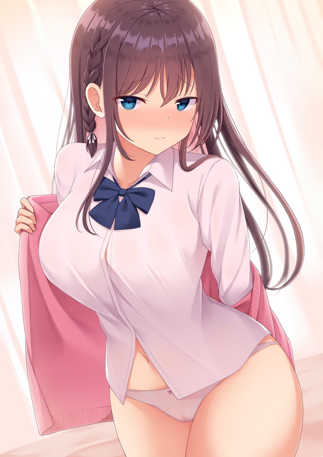 cameltoe nekokobushi pantsu see_through seifuku sweater undressing