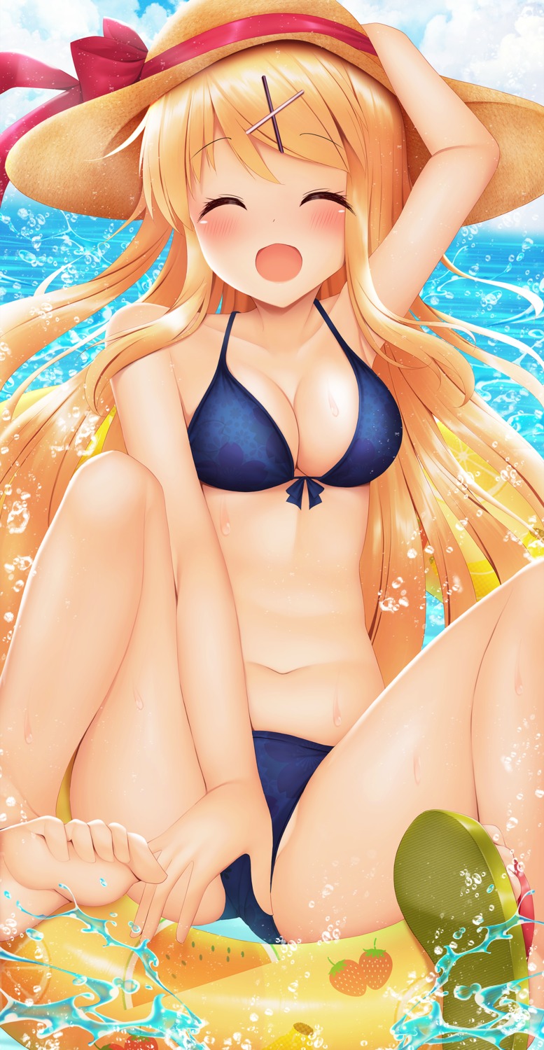 bikini cleavage feet kin'iro_mosaic kujou_karen minato_ojitan swimsuits wet