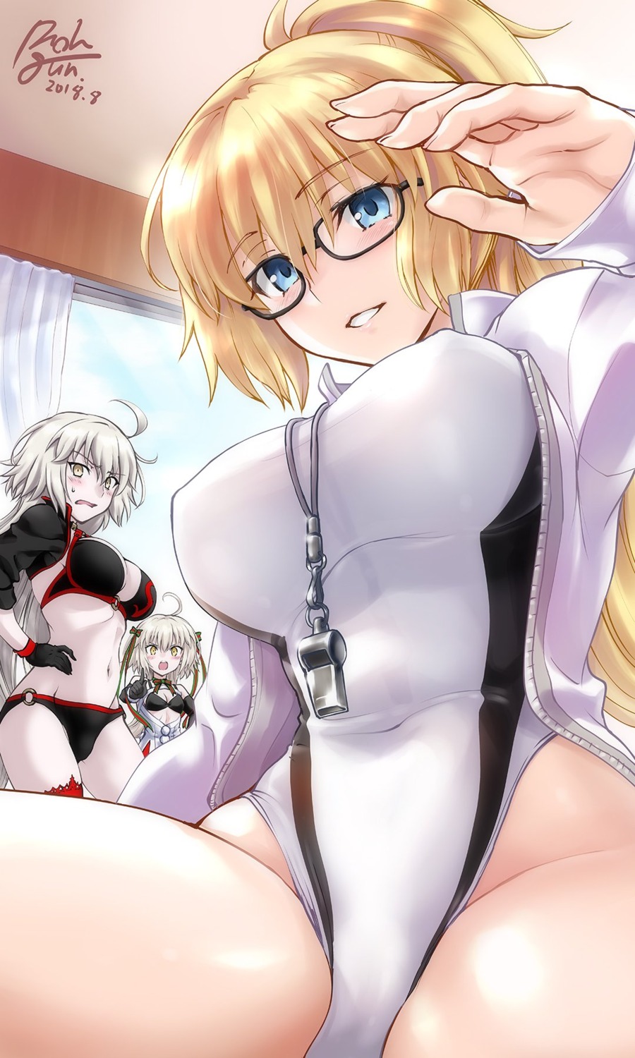 bikini cameltoe cleavage fate/grand_order jeanne_d'arc jeanne_d'arc_(alter)_(fate) jeanne_d'arc_(fate) jeanne_d'arc_alter_santa_lily megane rohgun swimsuits