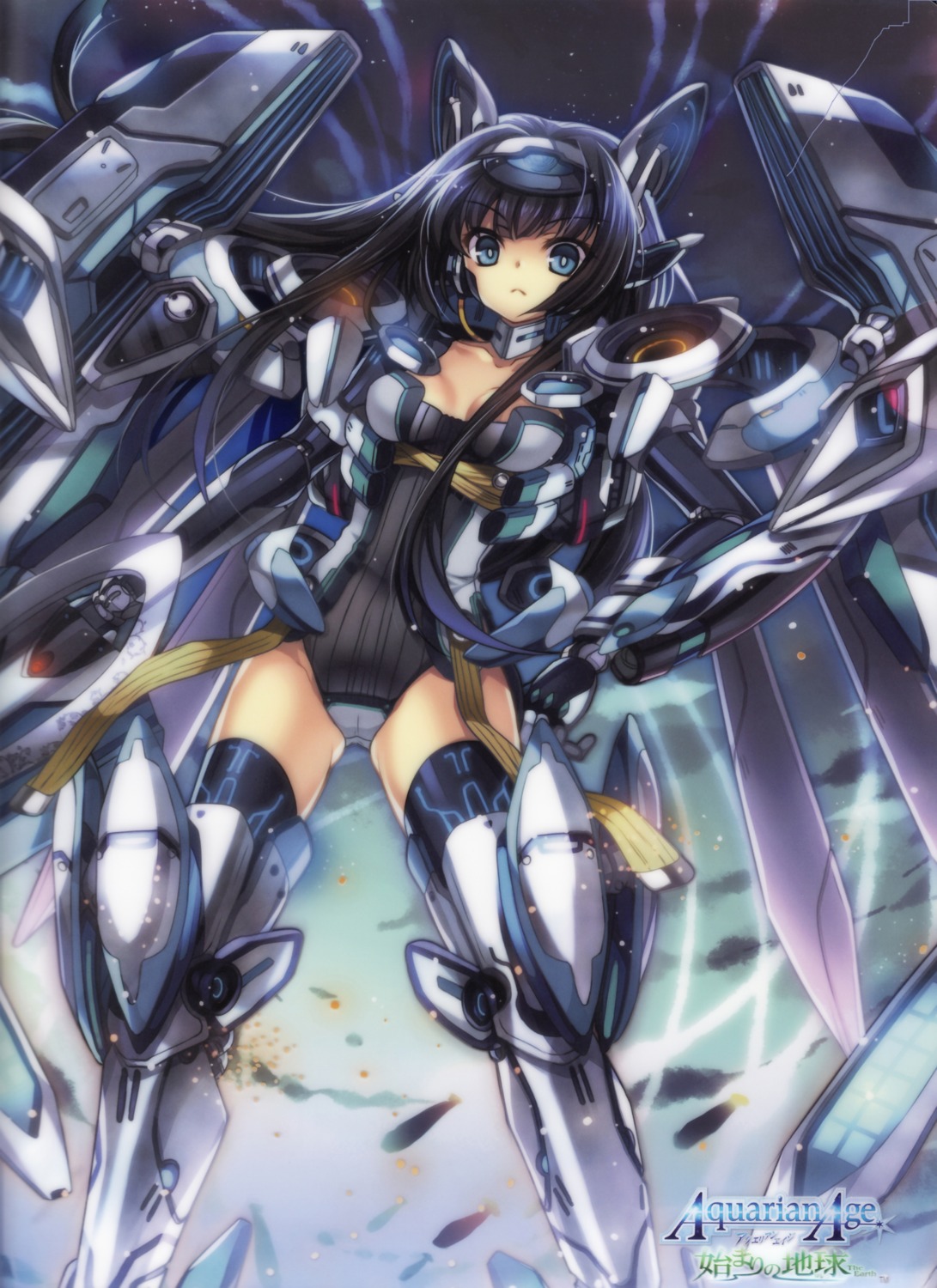 aquarian_age capura_lin cleavage mecha_musume thighhighs