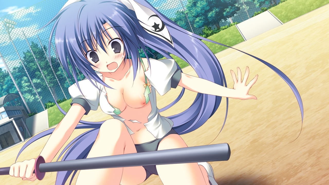 bra breasts buruma gakuou game_cg korie_riko lump_of_sugar nipples tenguuji_aquarius_uzuki torn_clothes