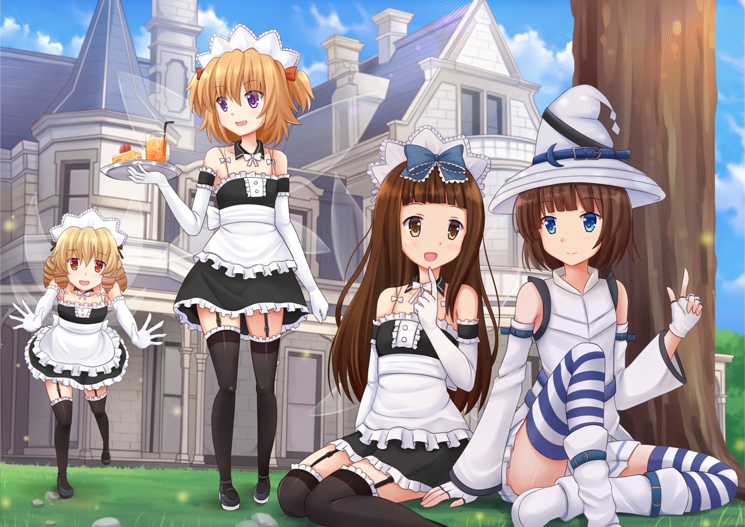 kazenokaze luna_child maid star_sapphire stockings sunny_milk thighhighs touhou wings witch