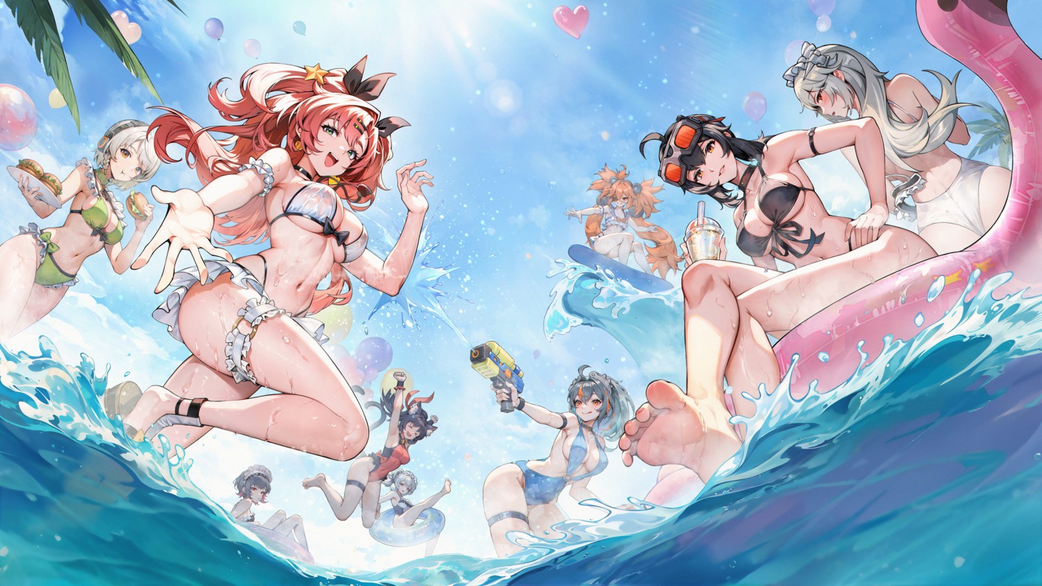 alexandrina_sebastiane anby_demara bikini bikini_top corin_wickes ellen_joe eyepatch garter grace_howard gun koleda_belobog loli maid nekomiya_mana nicole_demara see_through swimsuits wallpaper wet wet_clothes yaoran_shuangtian zenless_zone_zero zhu_yuan