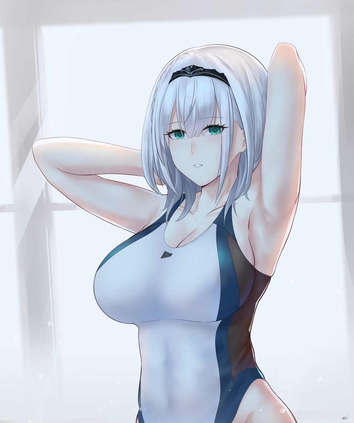 cleavage hololive sateridas shirogane_noel swimsuits