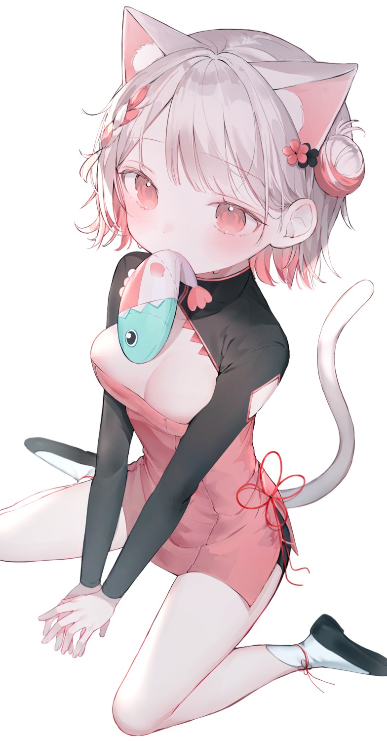 animal_ears damo_(xdzt8552) nekomimi no_bra tail