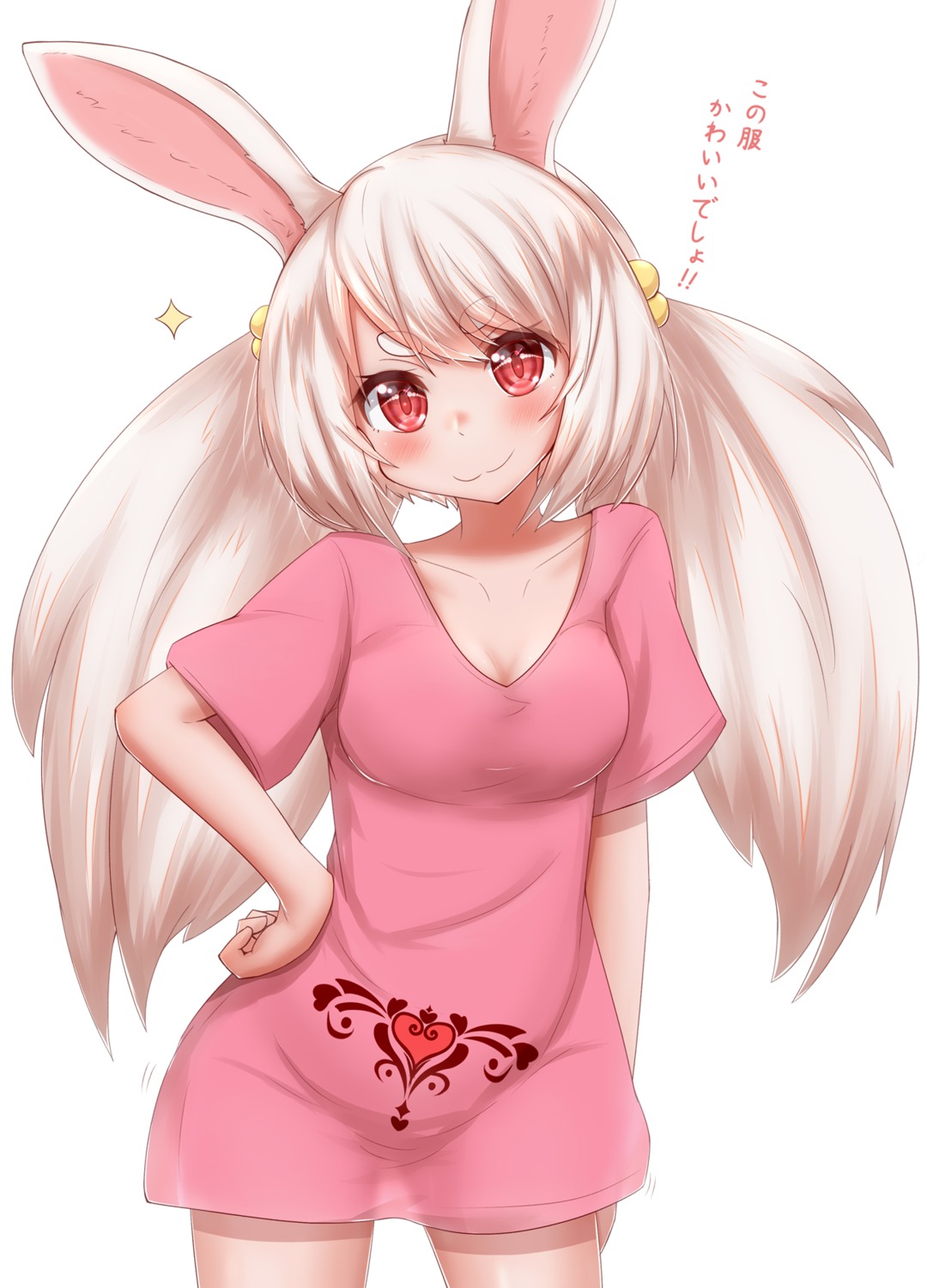 animal_ears bunny_ears cleavage dress horokusa see_through