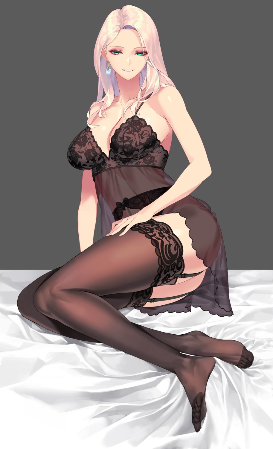 cleavage ekid_0 garter_belt lingerie nopan see_through stockings thighhighs