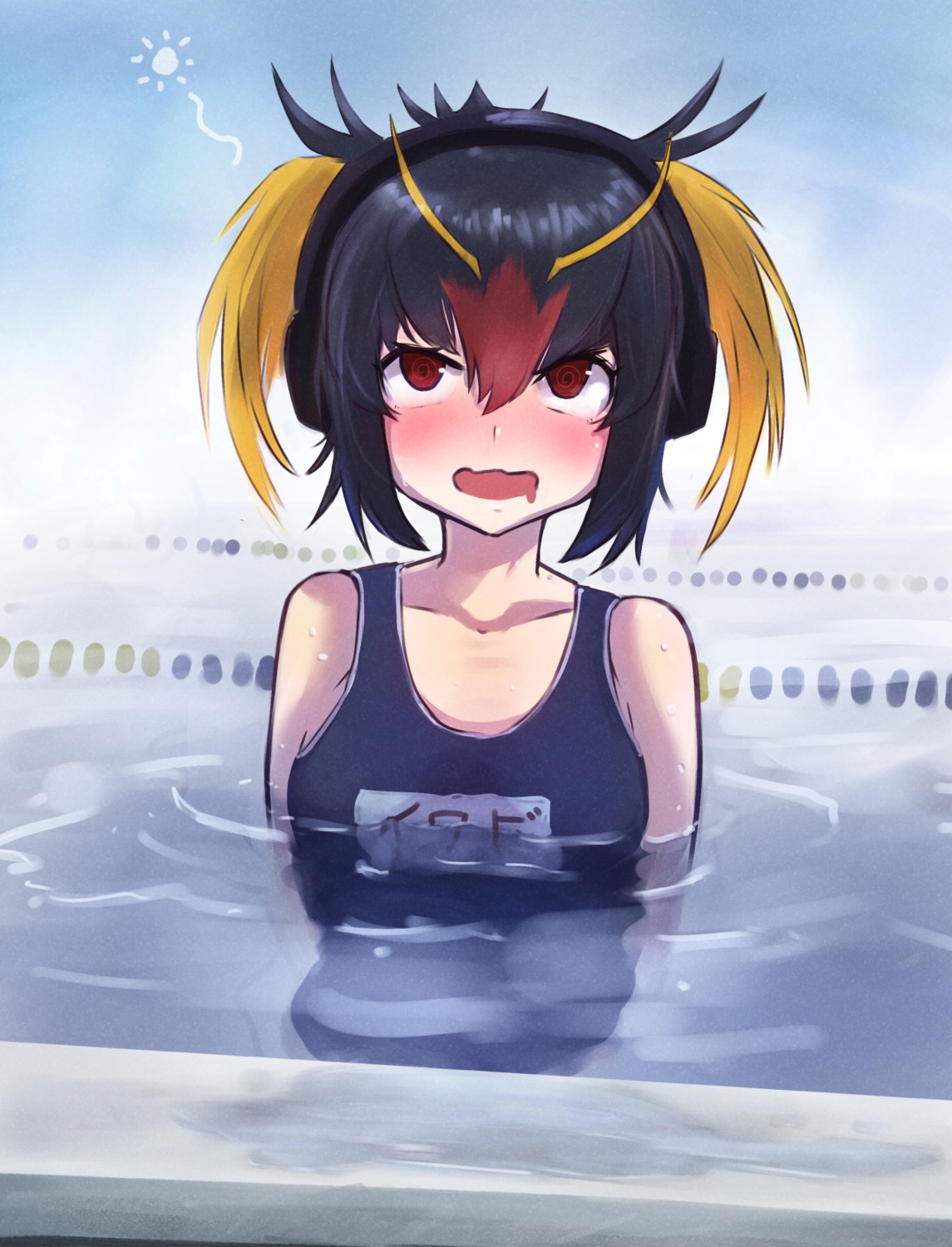 hemublue9 kemono_friends rockhopper_penguin school_swimsuit swimsuits wet