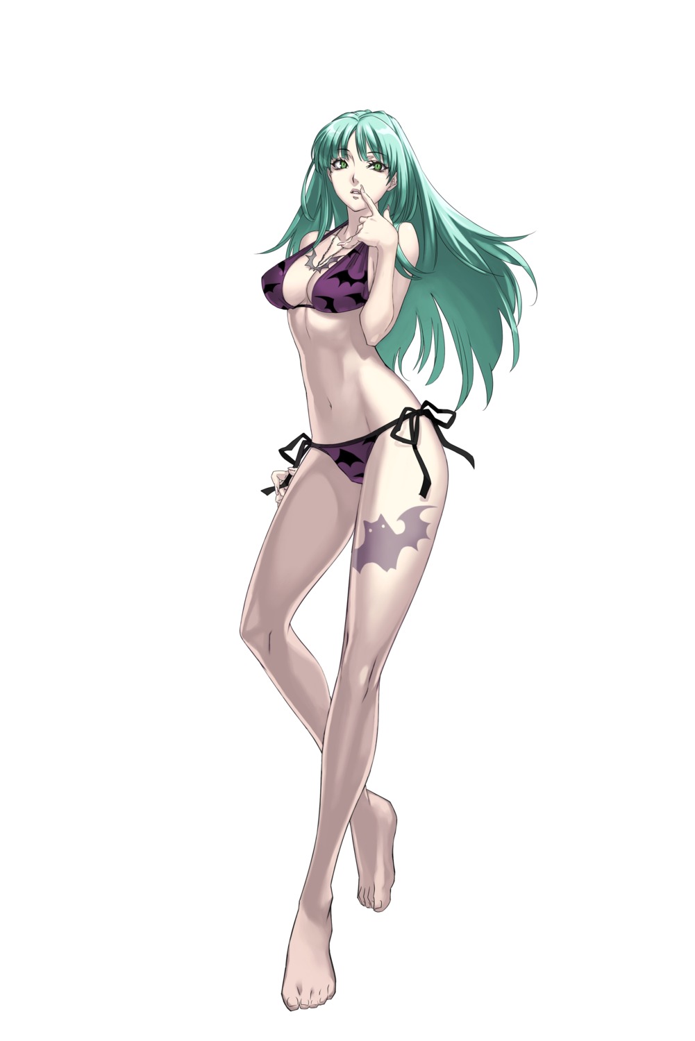 bikini capcom cleavage cross_edge dark_stalkers morrigan_aensland nakamura_tatsunori swimsuits