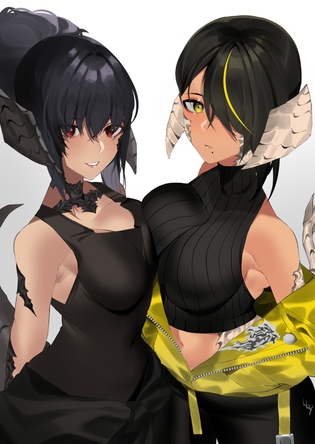 cleavage dress horns lilycious symmetrical_docking wings