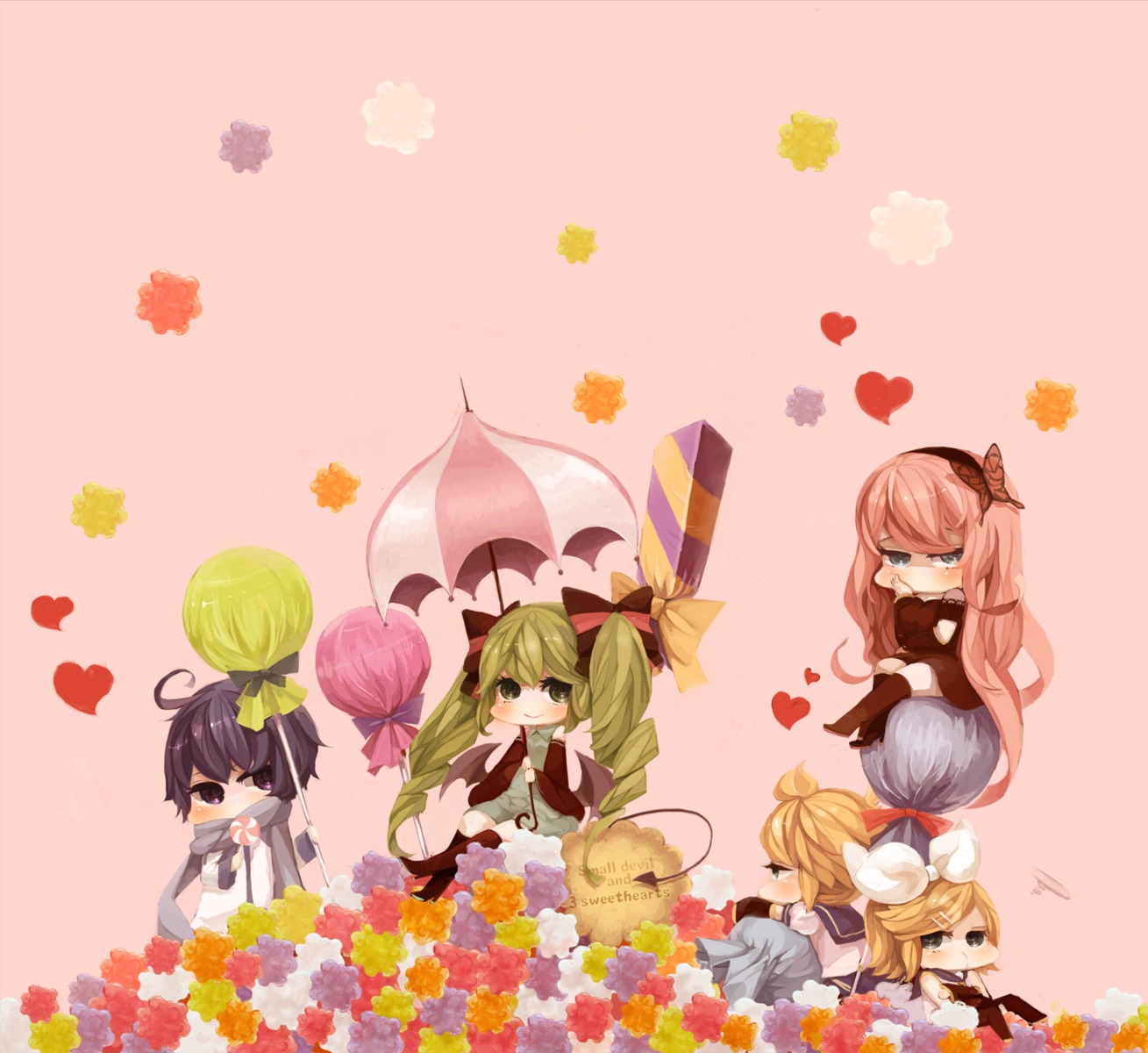 amachi_osamu chibi hatsune_miku kagamine_len kagamine_rin kaito megurine_luka vocaloid