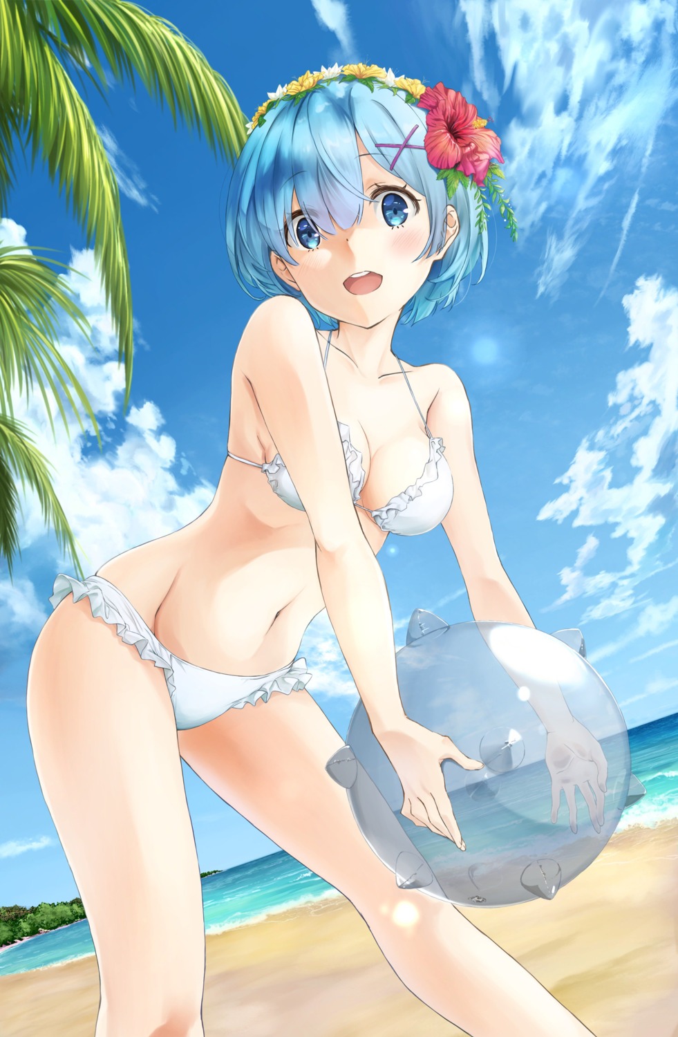 anno_masato bikini cleavage jpeg_artifacts re_zero_kara_hajimeru_isekai_seikatsu rem_(re_zero) swimsuits