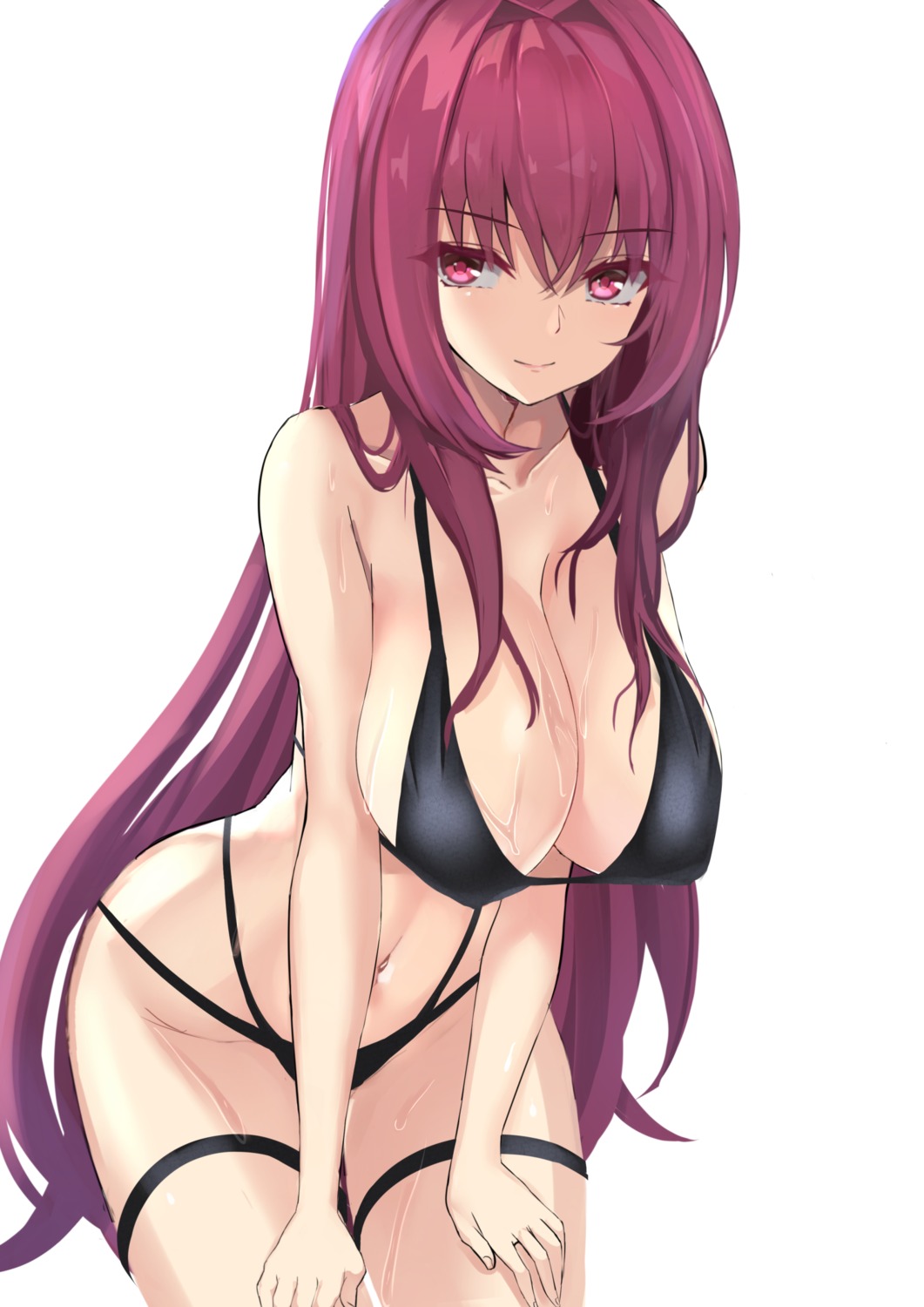 bikini erect_nipples fate/grand_order garter kesoshirou scathach_(fate/grand_order) swimsuits wet