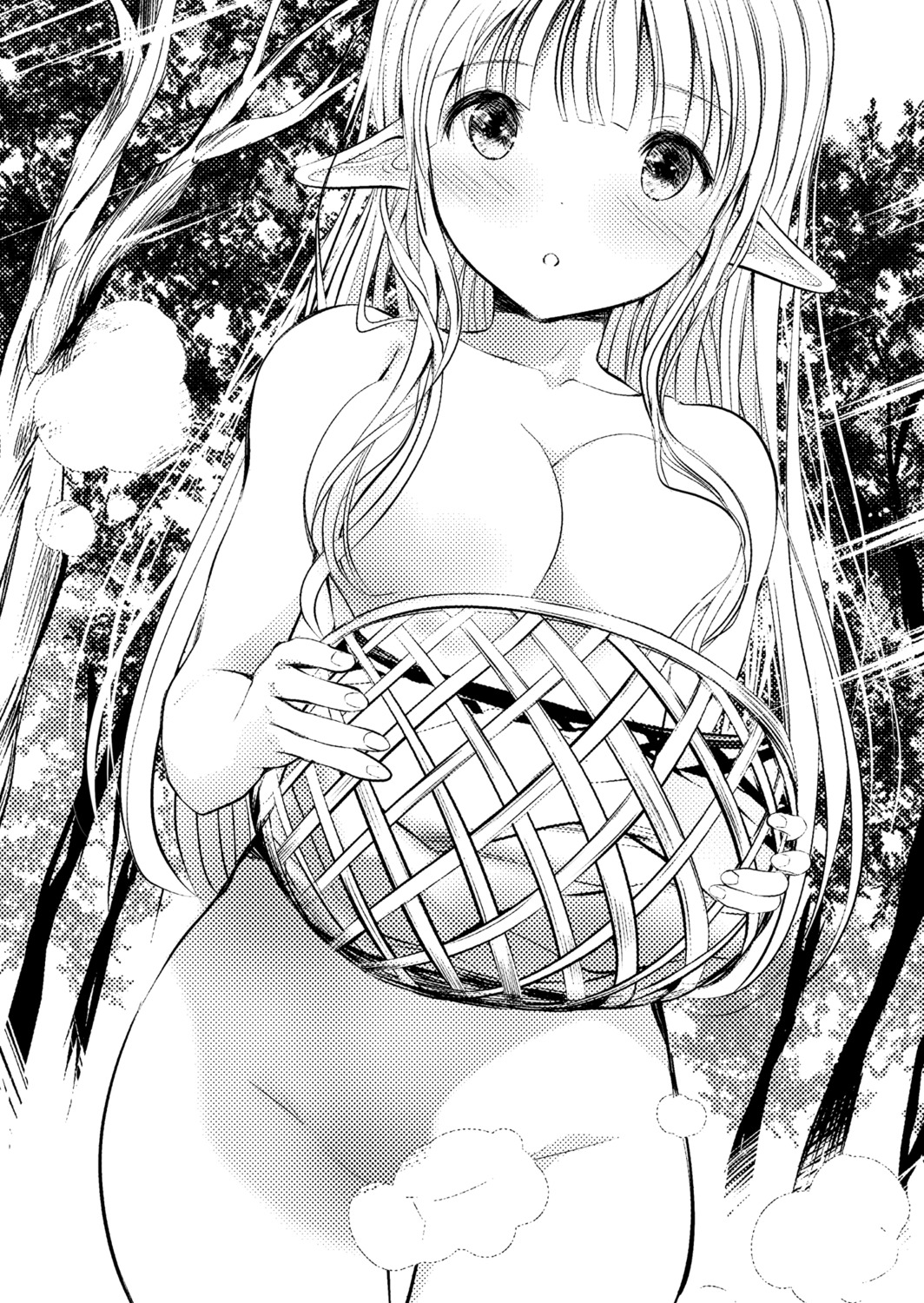 elf isekai_elf_chainsaw monochrome ogata_tei pointy_ears