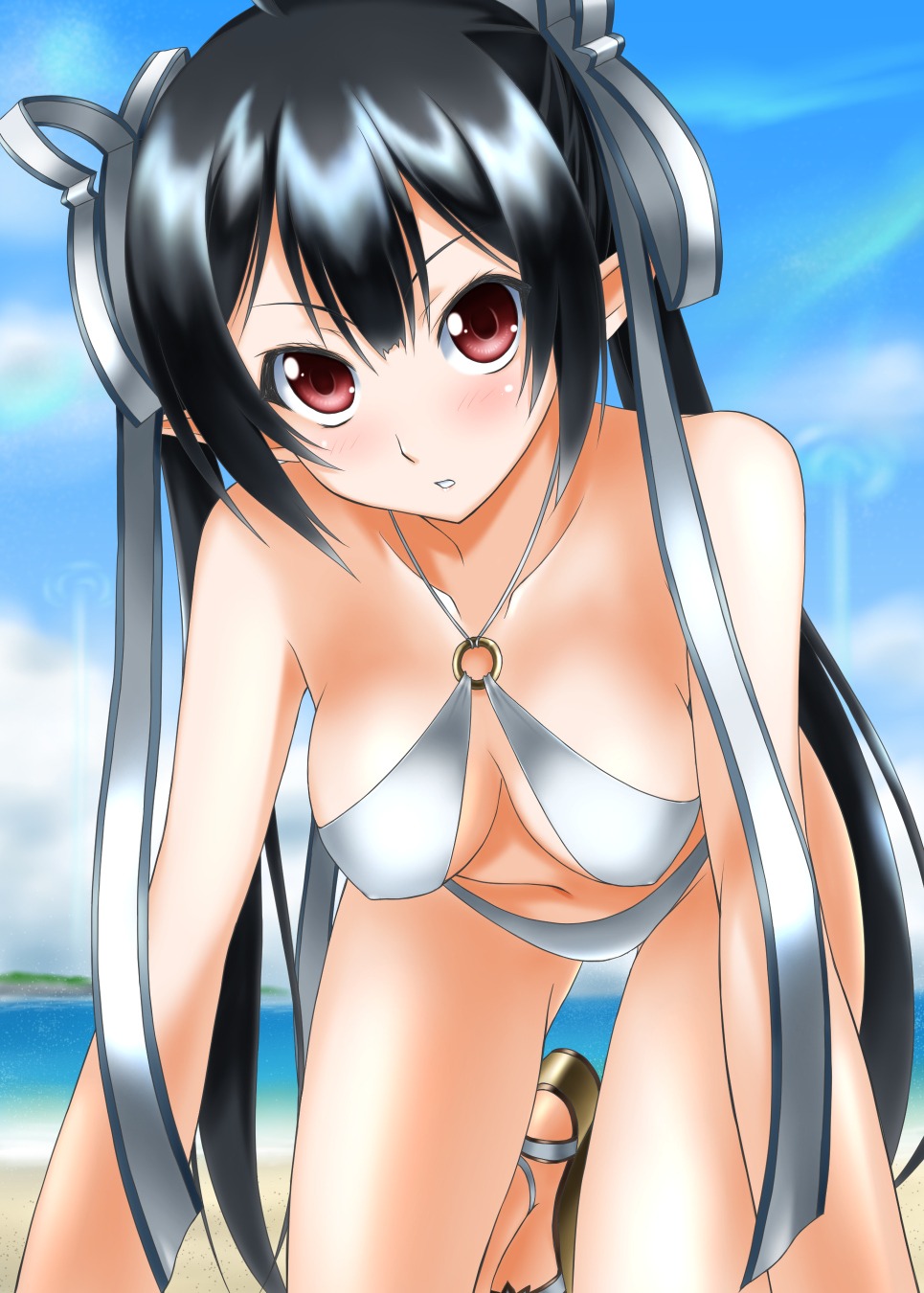 bikini cleavage erect_nipples sumeragi_tomo swimsuits