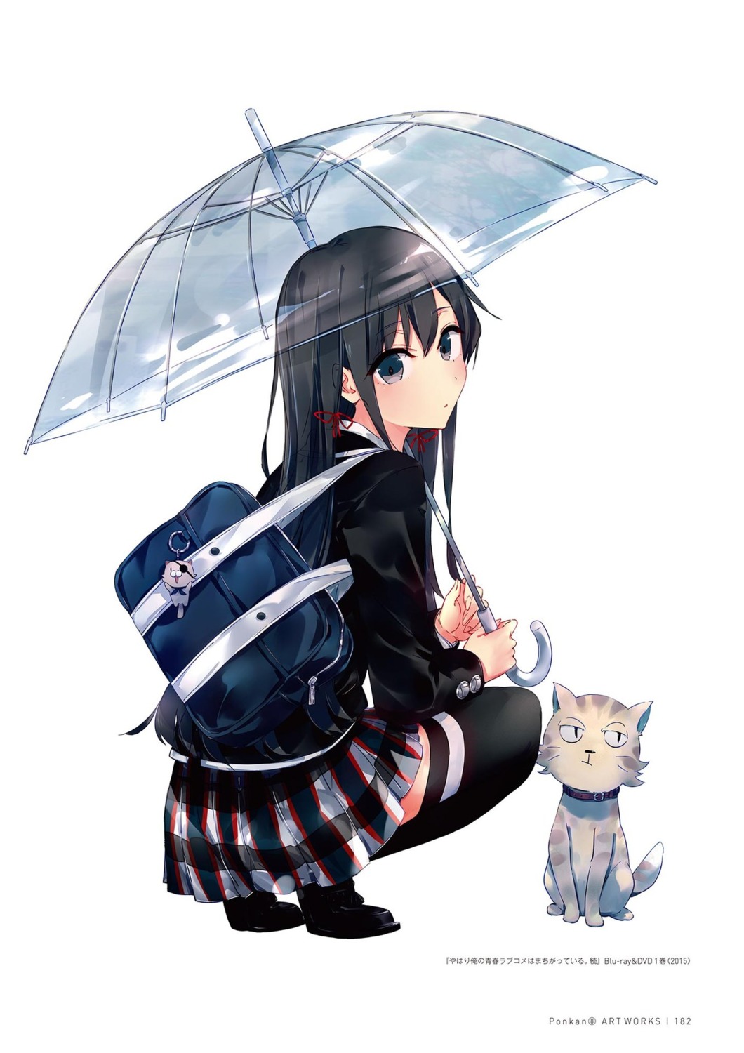 neko ponkan_8 seifuku thighhighs umbrella yahari_ore_no_seishun_lovecome_wa_machigatteiru. yukinoshita_yukino