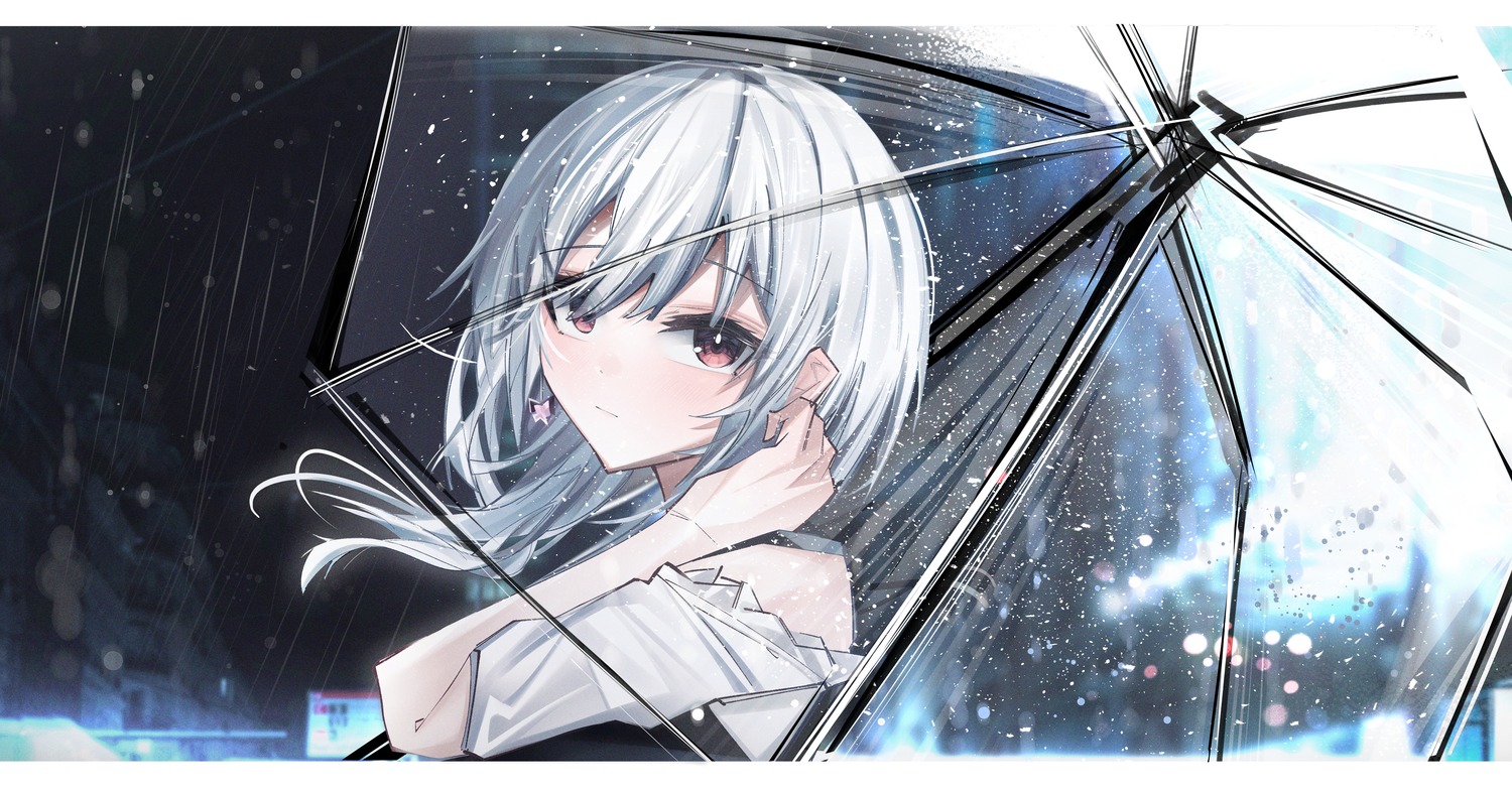 hakase_fuyuki hyoukyato nijisanji umbrella wet