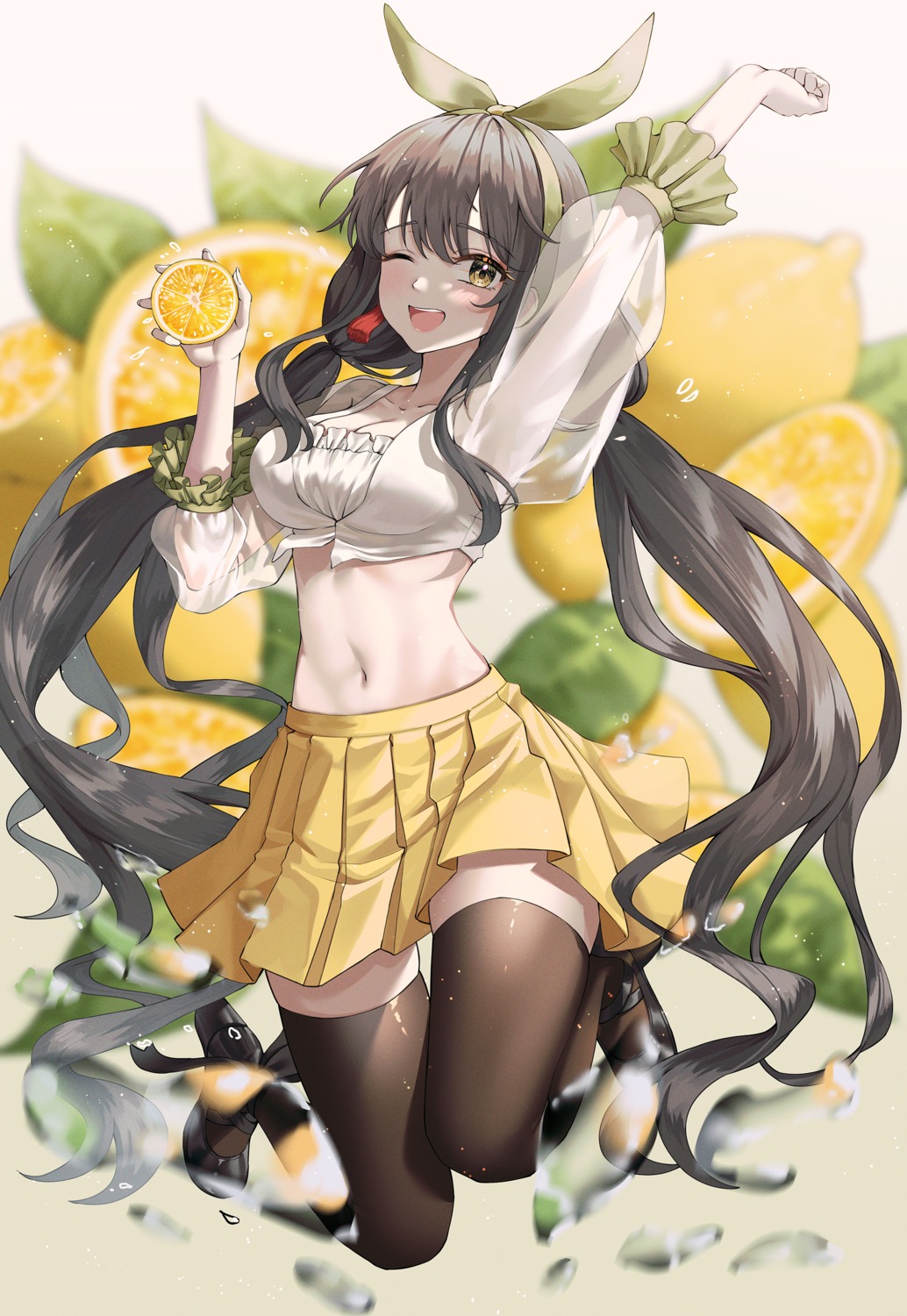 cleavage heels jisu_lee see_through skirt_lift thighhighs