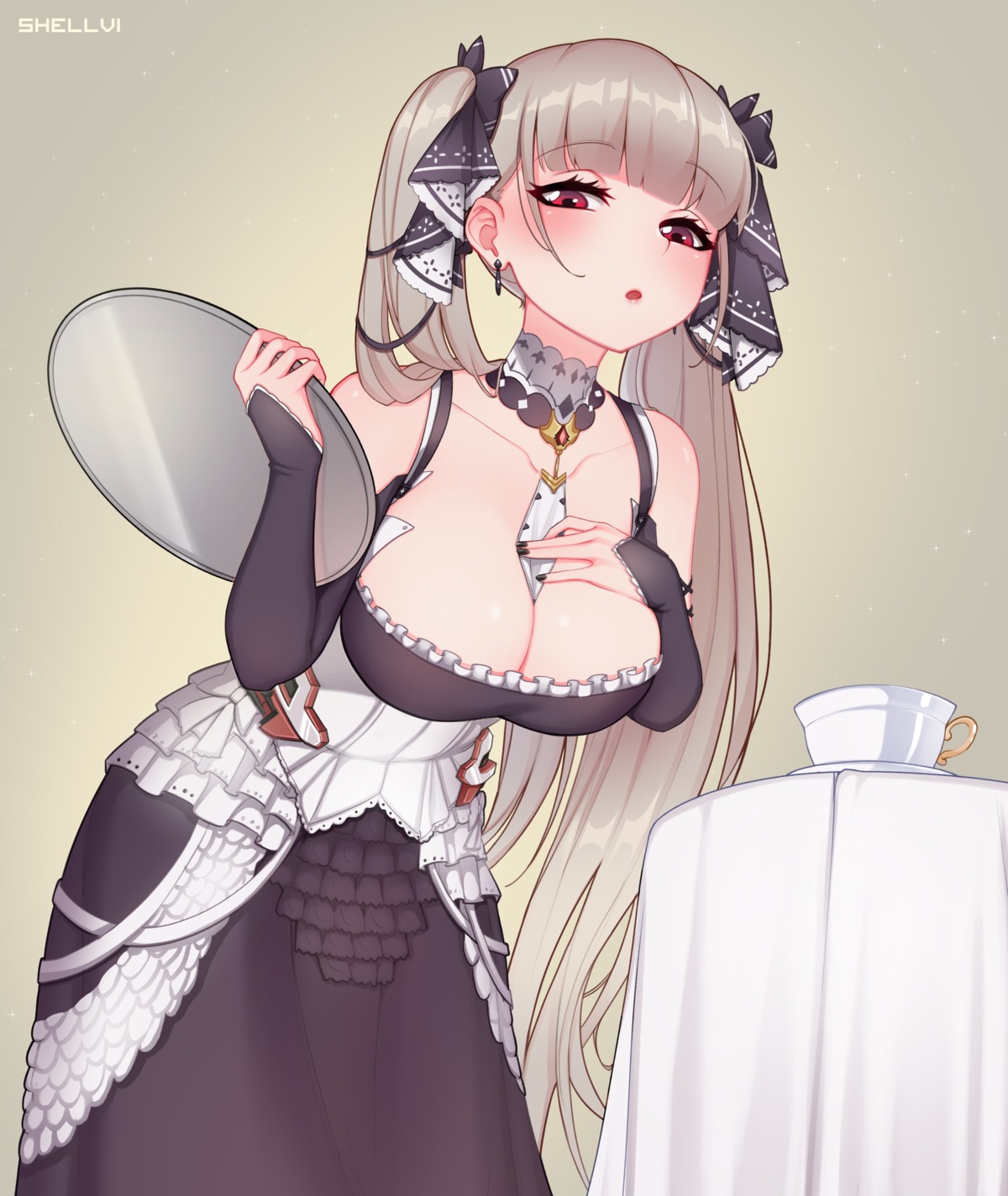 azur_lane breast_hold cleavage formidable_(azur_lane) gothic_lolita lolita_fashion no_bra shellvi