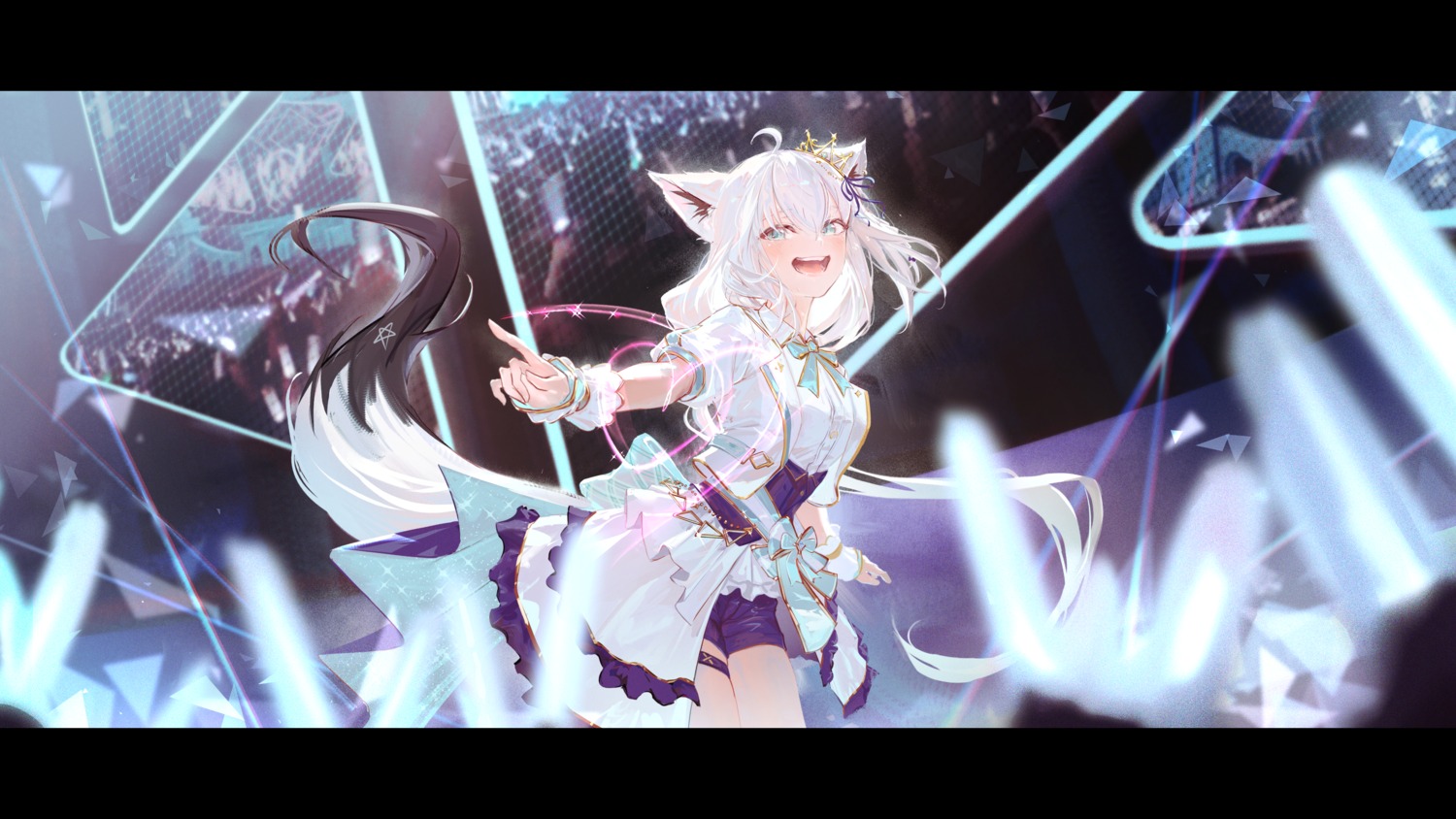 animal_ears garter hololive hololive_gamers hyde_(tabakko) kitsune shirakami_fubuki tail uniform