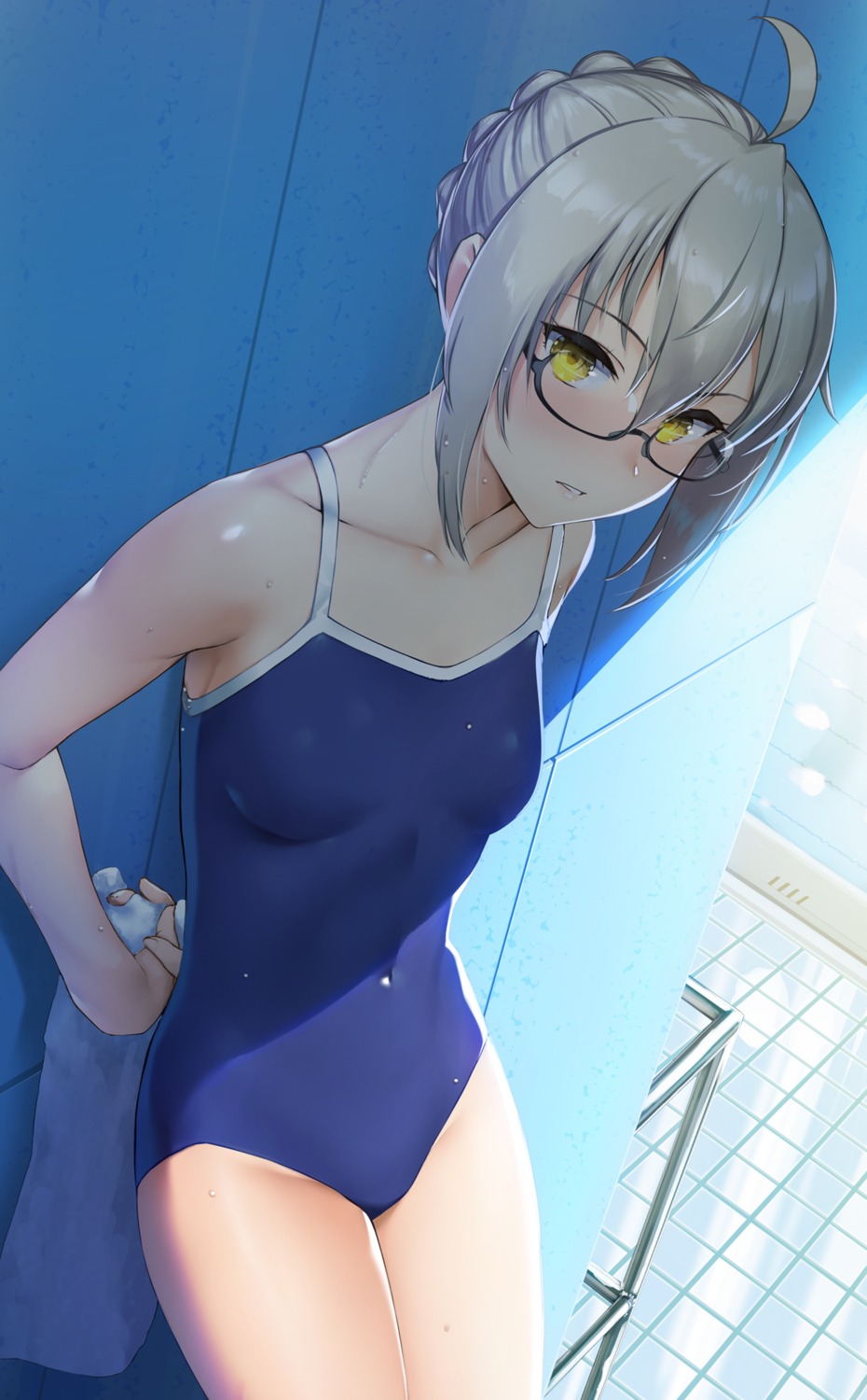 fate/grand_order heroine_x_alter megane nonderi school_swimsuit swimsuits