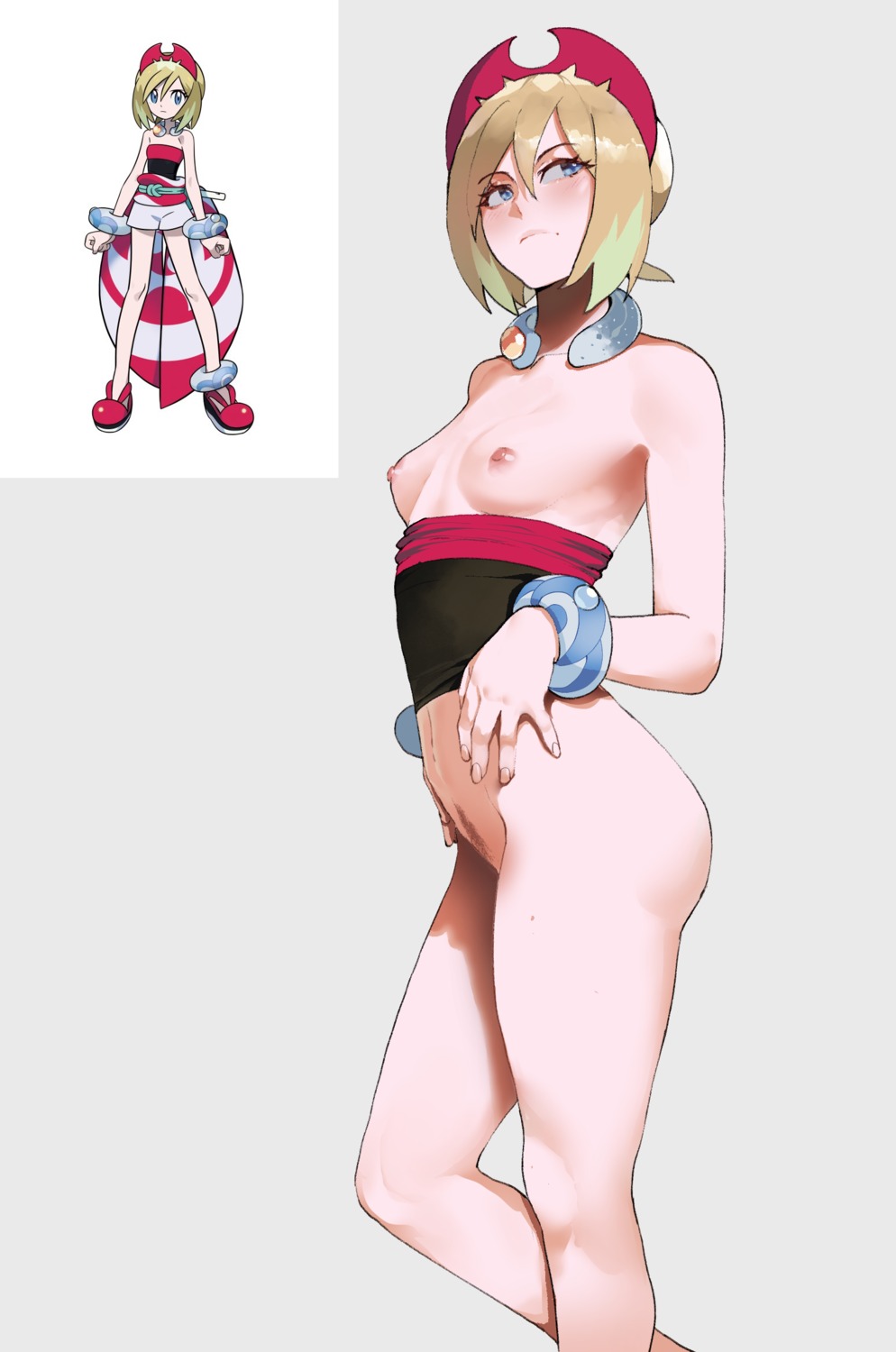 bottomless breasts irida_(pokemon) nipples no_bra nyantcha pokemon pokemon_legends_arceus pubic_hair