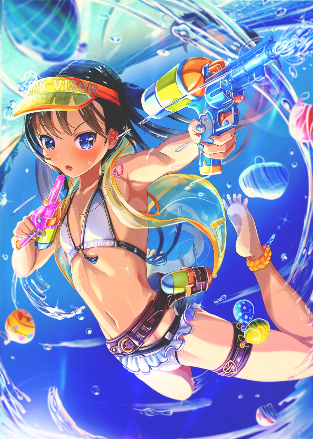 abo_(kawatasyunnnosukesabu) bikini feet garter gun open_shirt see_through skirt_lift swimsuits