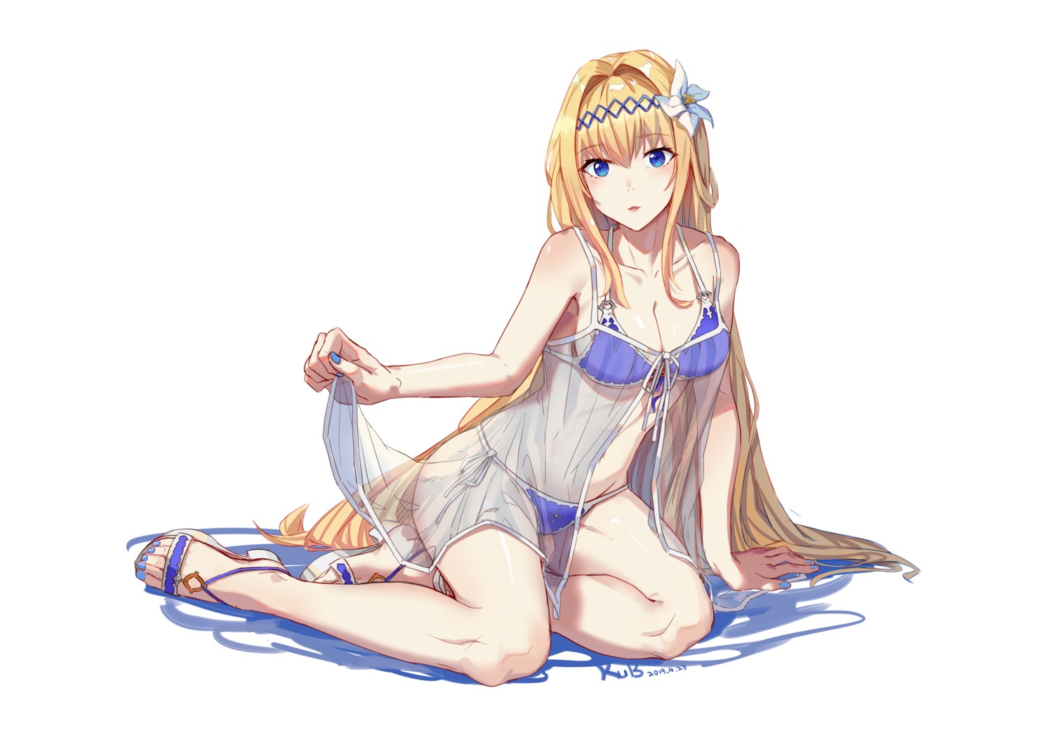 bikini cleavage granblue_fantasy heels hfp~kubiao jeanne_d'arc jeanne_d'arc_(granblue_fantasy) see_through skirt_lift swimsuits