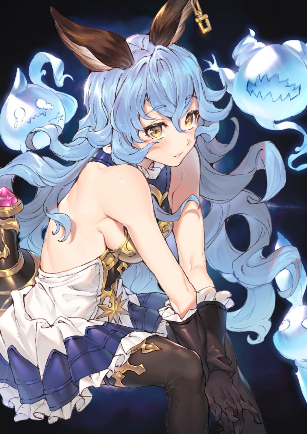 animal_ears dress ferry_(granblue_fantasy) granblue_fantasy joker_(tomakin524) no_bra thighhighs