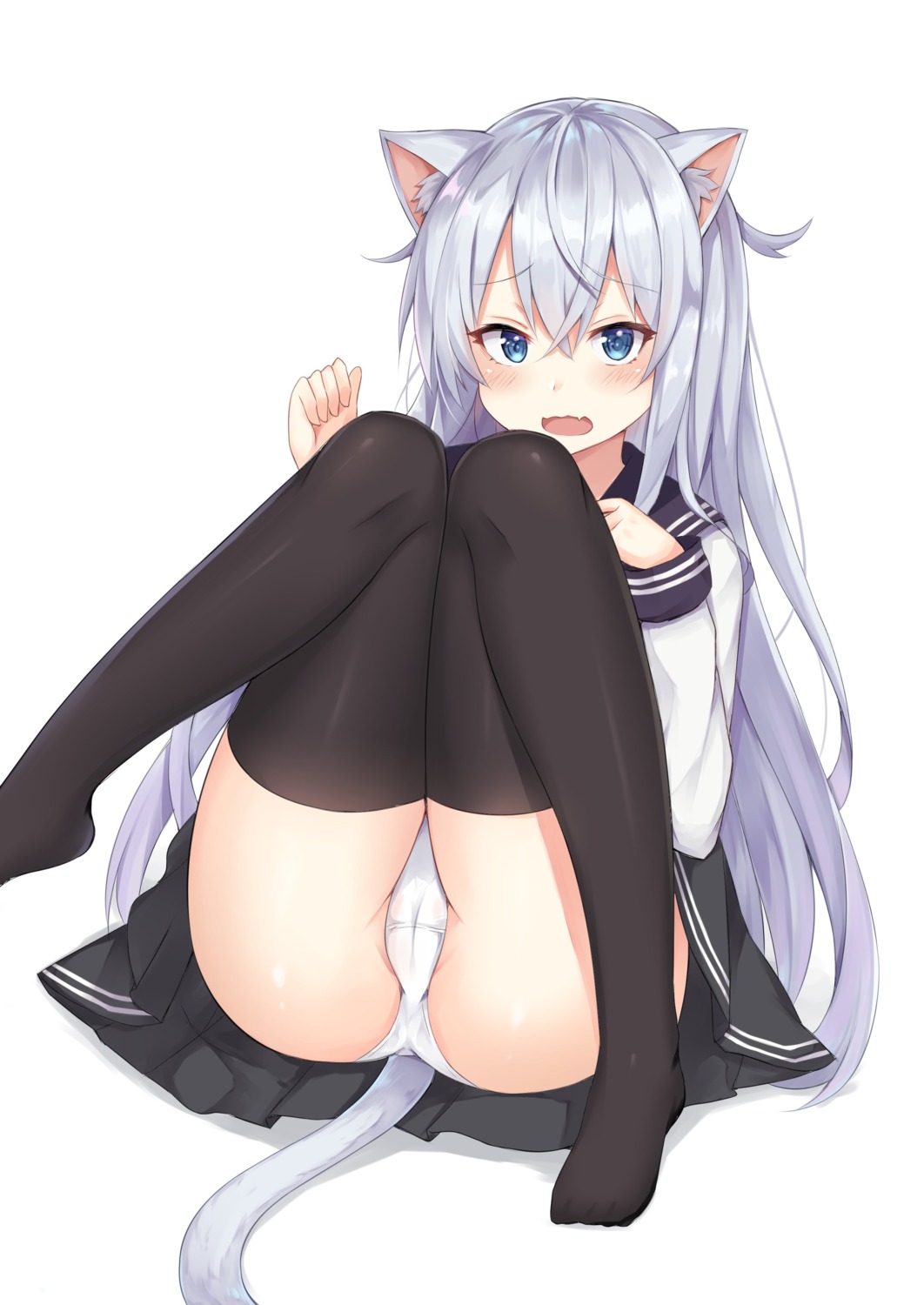 animal_ears ass cameltoe coffeedog feet hibiki_(kancolle) kantai_collection nekomimi pantsu seifuku tail thighhighs