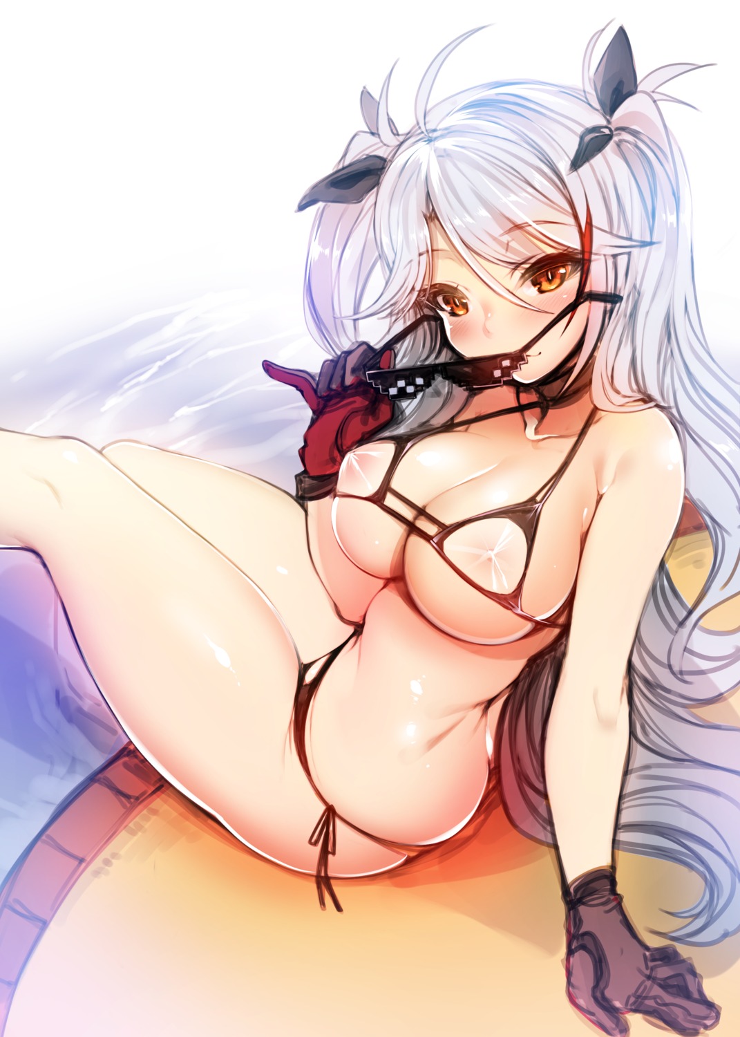 azur_lane bikini harigane_shinshi megane nipples prinz_eugen_(azur_lane) see_through swimsuits